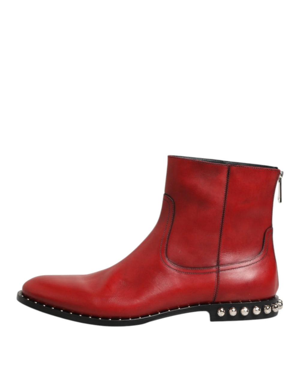 Dolce & Gabbana Red Studded Chelsea Short Ankle Boots Shoes - EU44/US11 - Boots
