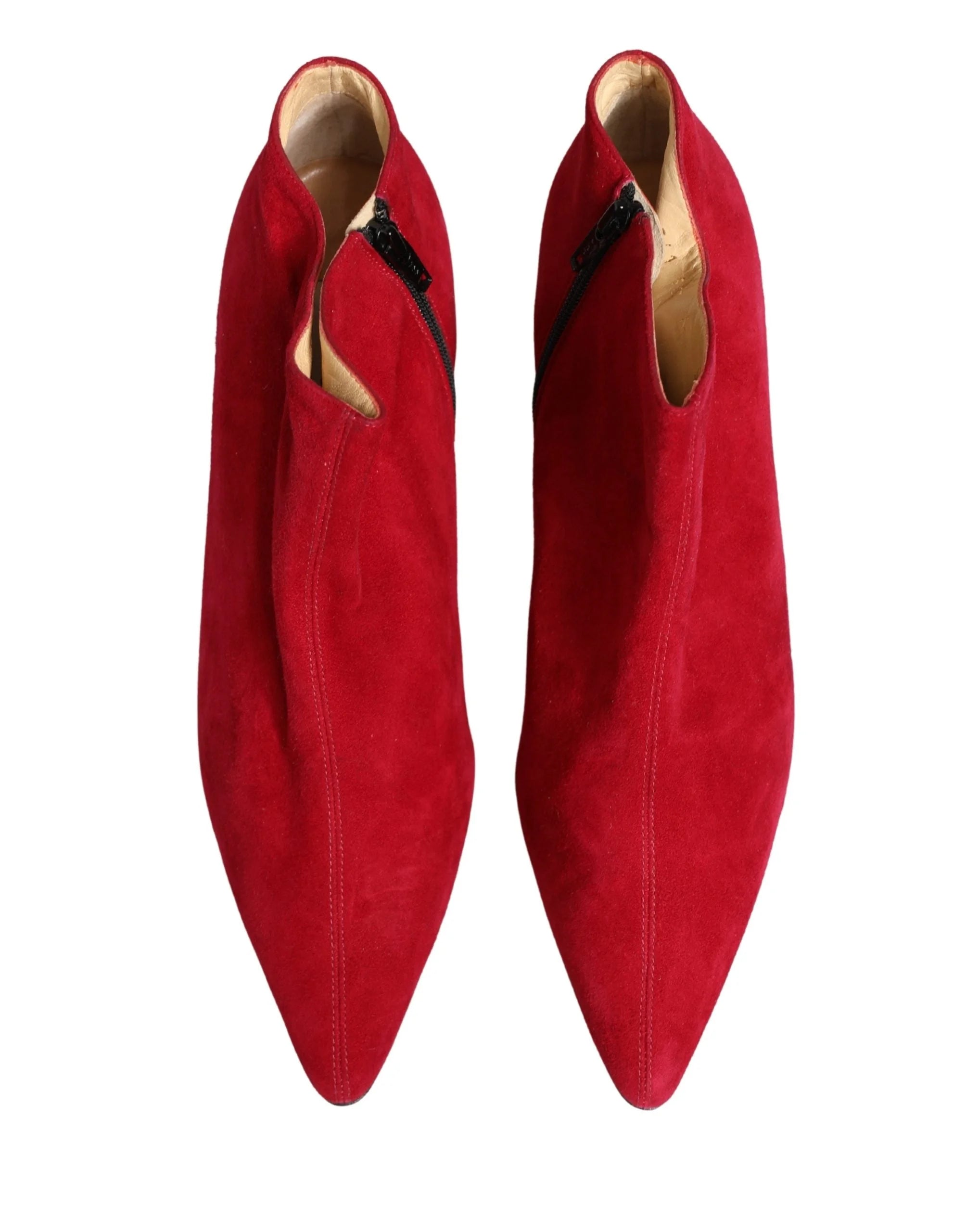 Stivaletti alla Caviglia in Suede Rosso di Dolce & Gabbana