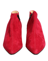 Stivaletti alla Caviglia in Suede Rosso di Dolce & Gabbana