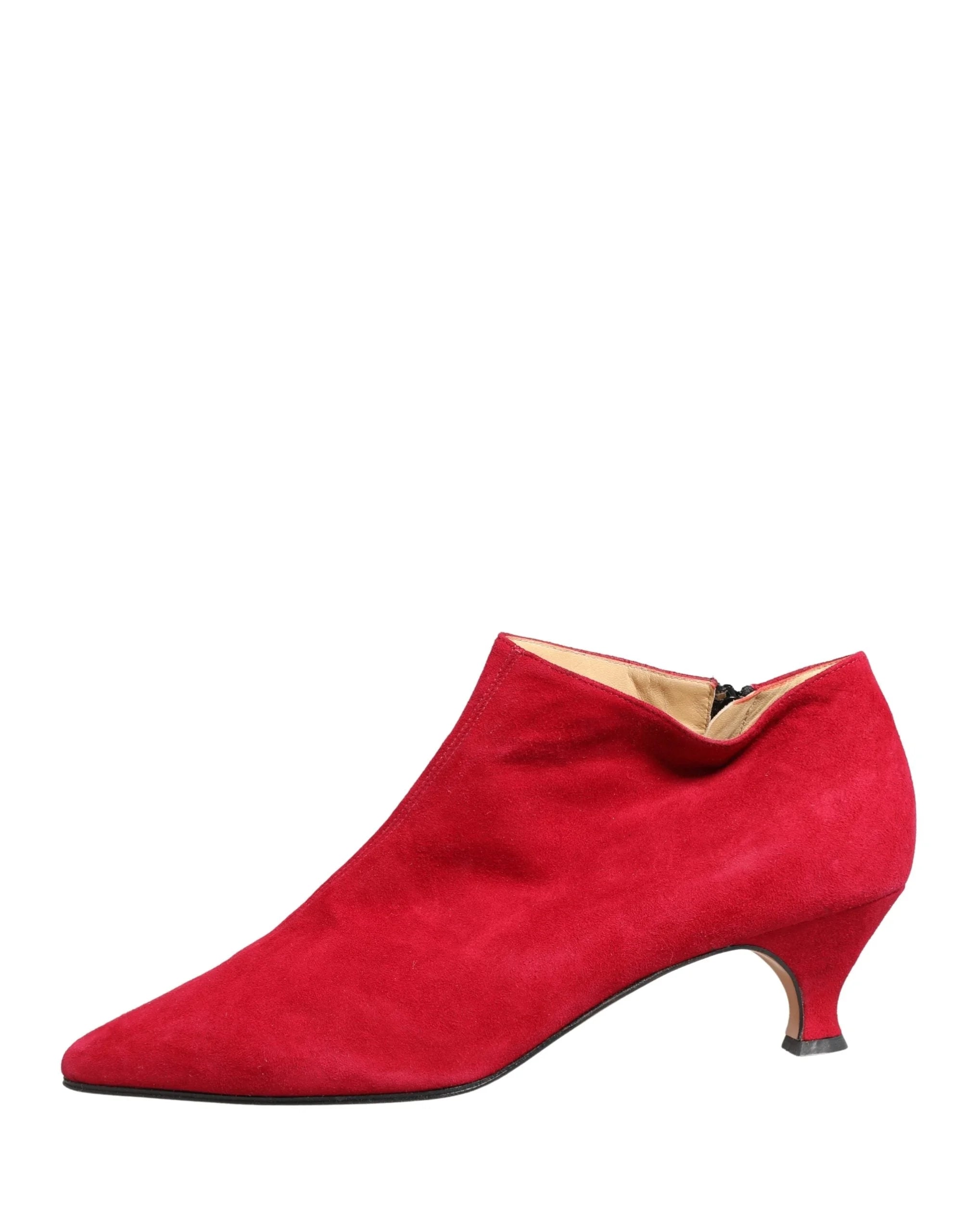 Stivaletti alla Caviglia in Suede Rosso di Dolce & Gabbana