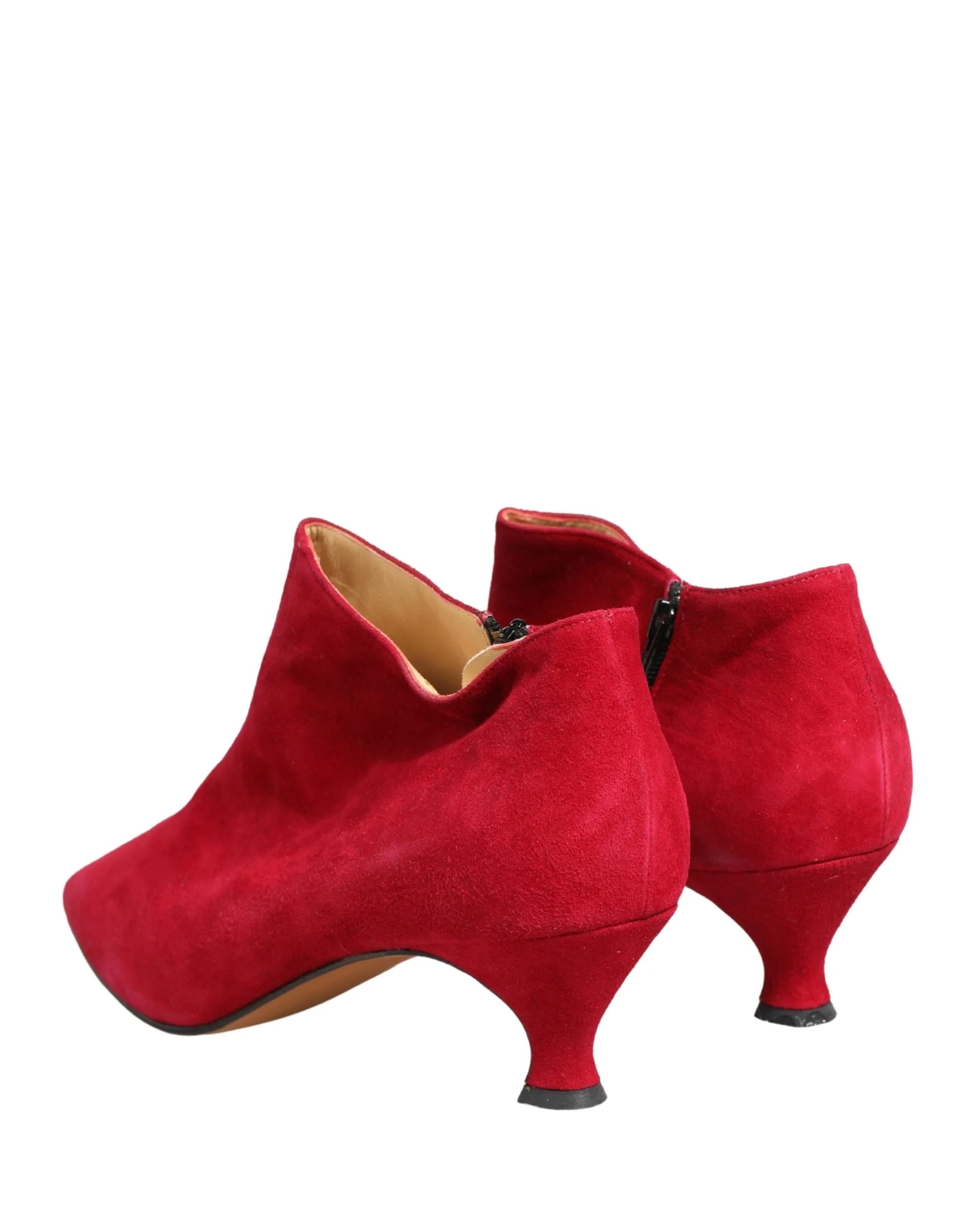 Stivaletti alla Caviglia in Suede Rosso di Dolce & Gabbana