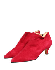 Stivaletti alla Caviglia in Suede Rosso di Dolce & Gabbana