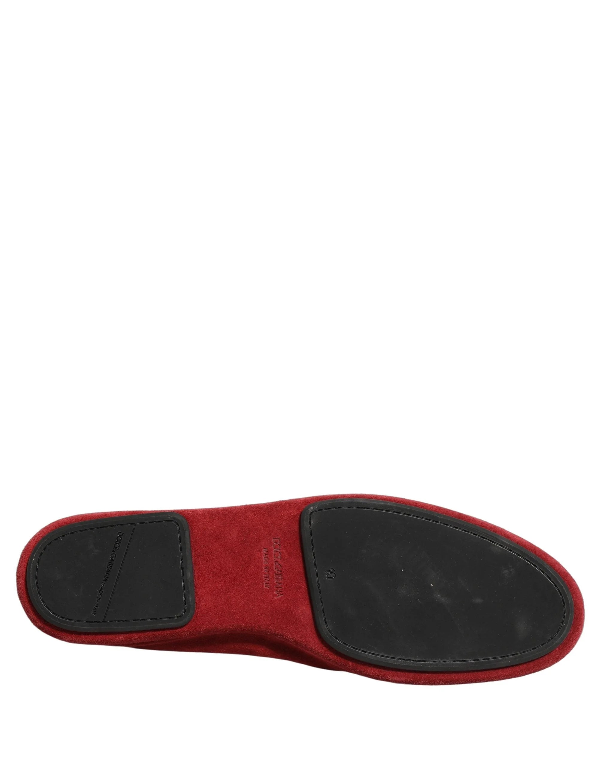 Dolce & Gabbana Red Suede Cross Slip On Dress Loafers Shoes - EU44/US11