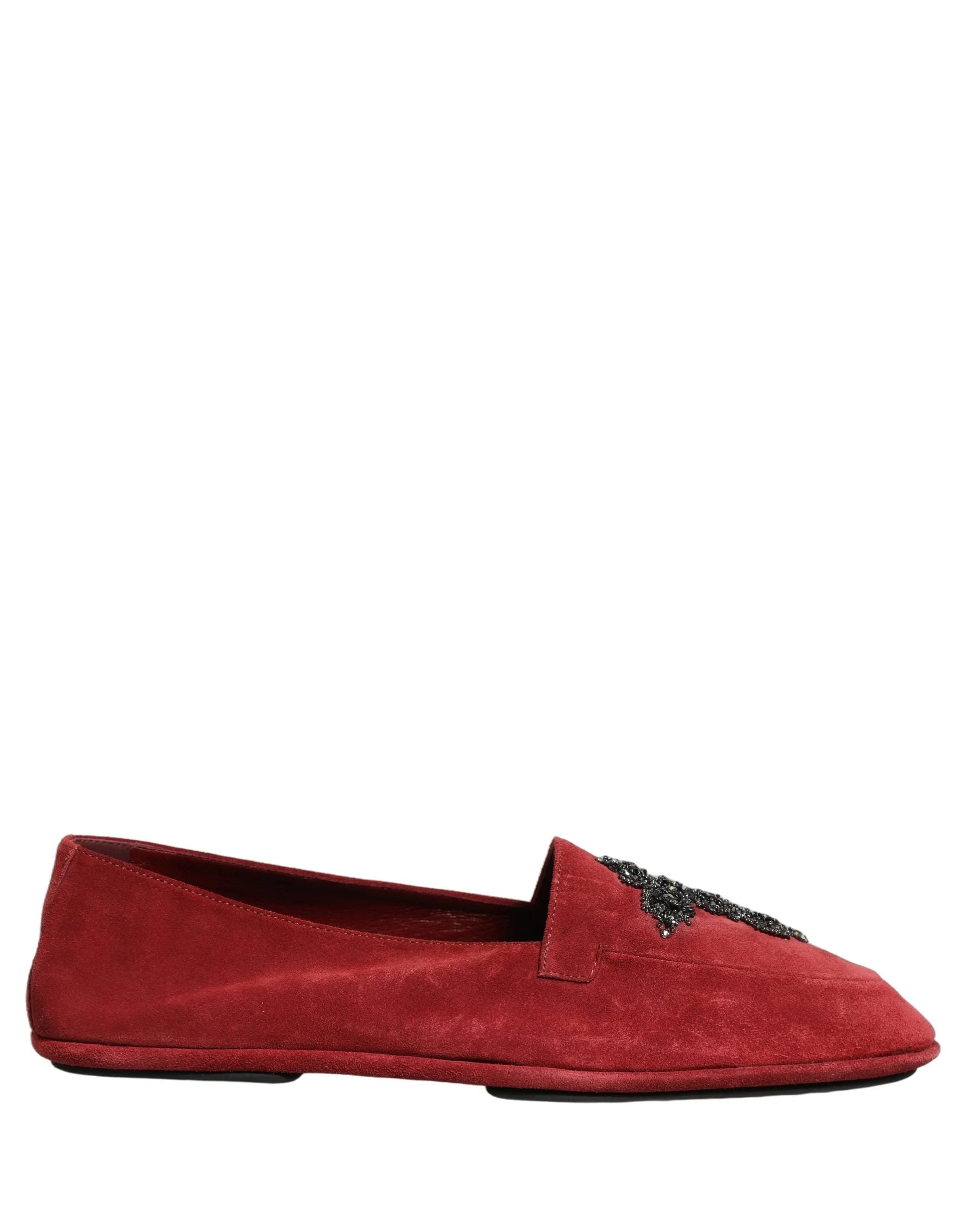 Dolce & Gabbana Red Suede Cross Slip On Dress Loafers Shoes - EU44/US11