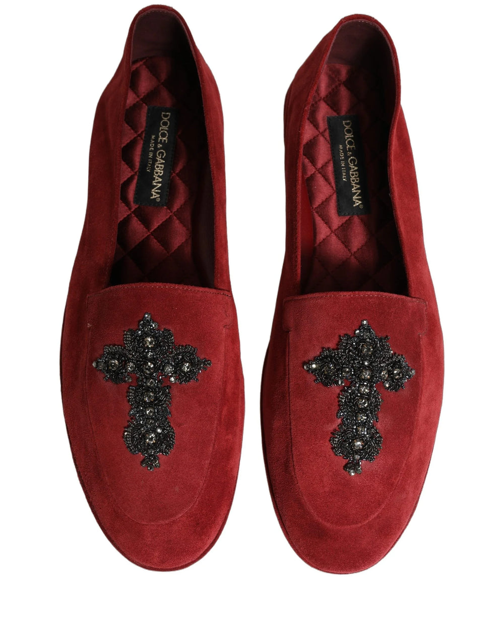 Dolce & Gabbana Red Suede Cross Slip On Dress Loafers Shoes - EU44/US11