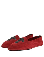 Dolce & Gabbana Red Suede Cross Slip On Dress Loafers Shoes - EU44/US11