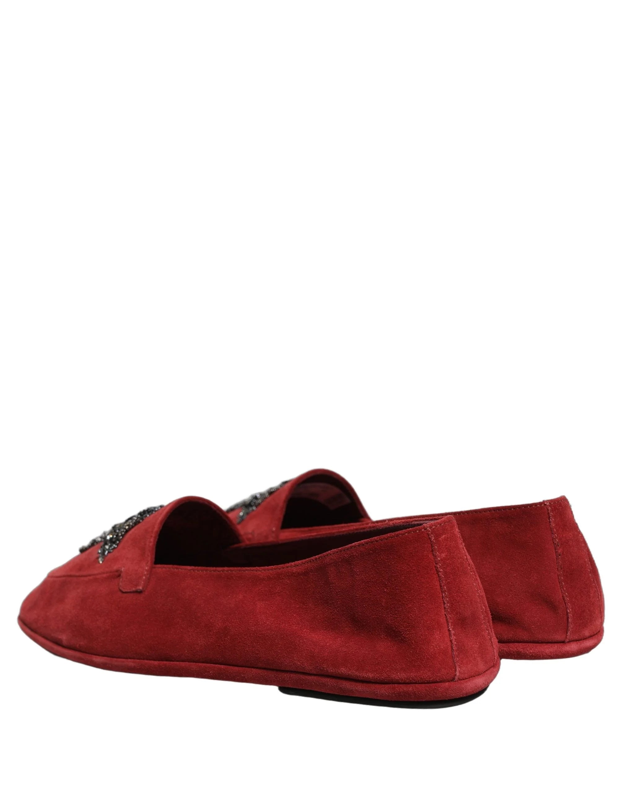 Dolce & Gabbana Red Suede Cross Slip On Dress Loafers Shoes - EU44/US11