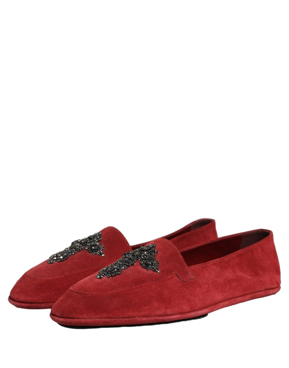 Dolce & Gabbana Red Suede Cross Slip On Dress Loafers Shoes - EU44/US11