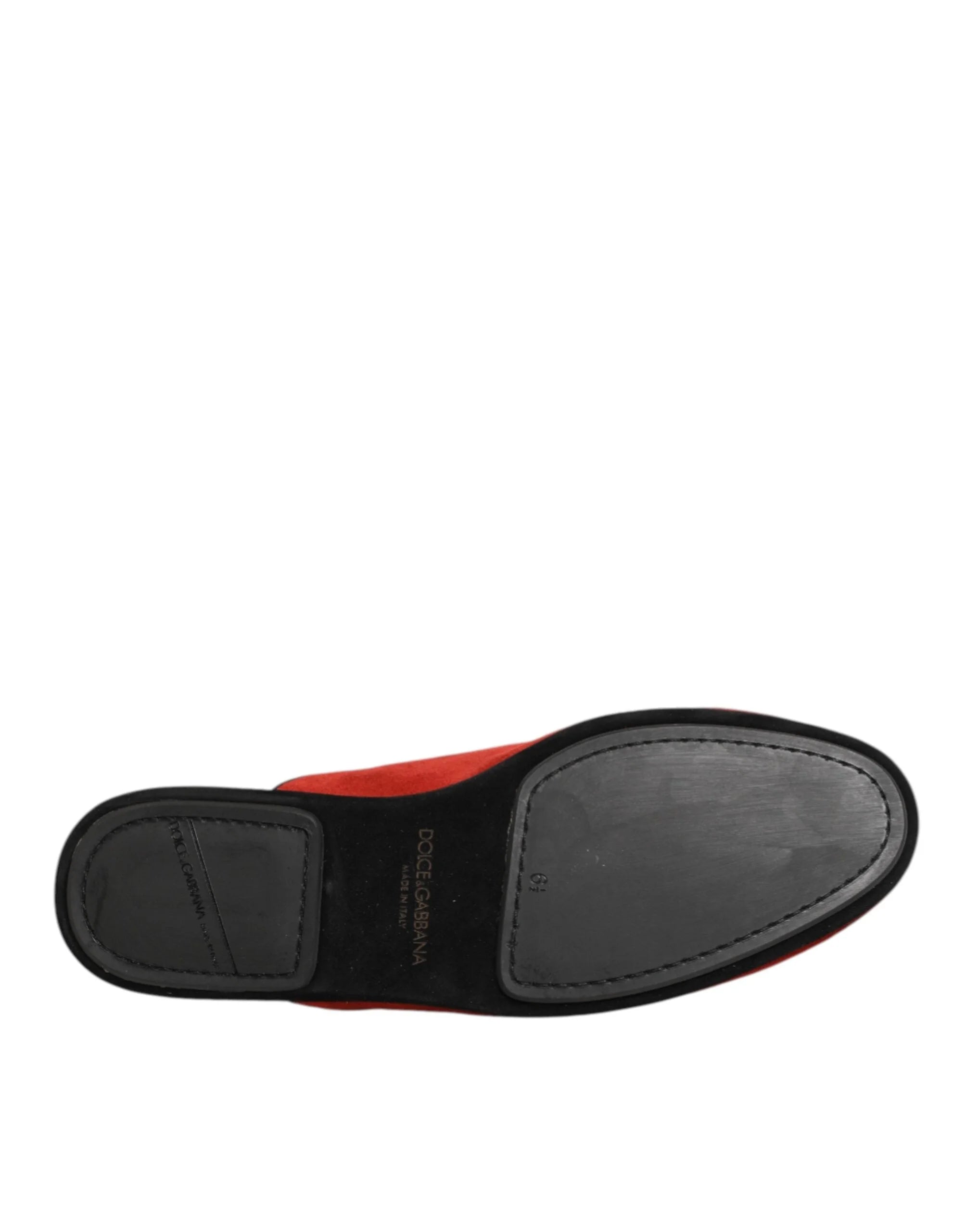 Dolce & Gabbana Red Suede DG King Men House Slippers Shoes - EU40.5/US7.5 - Slippers