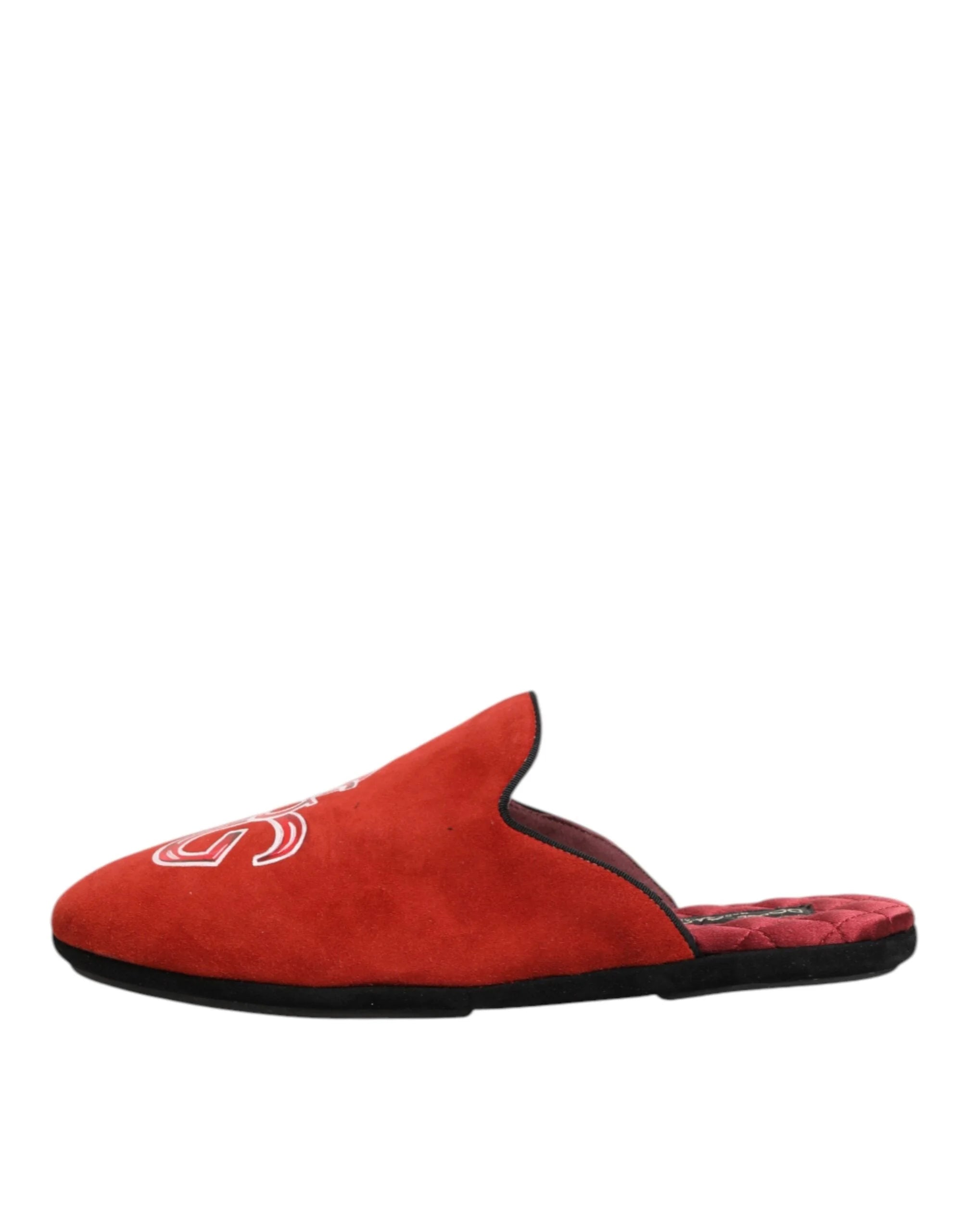 Dolce & Gabbana Red Suede DG King Men House Slippers Shoes - EU40.5/US7.5 - Slippers