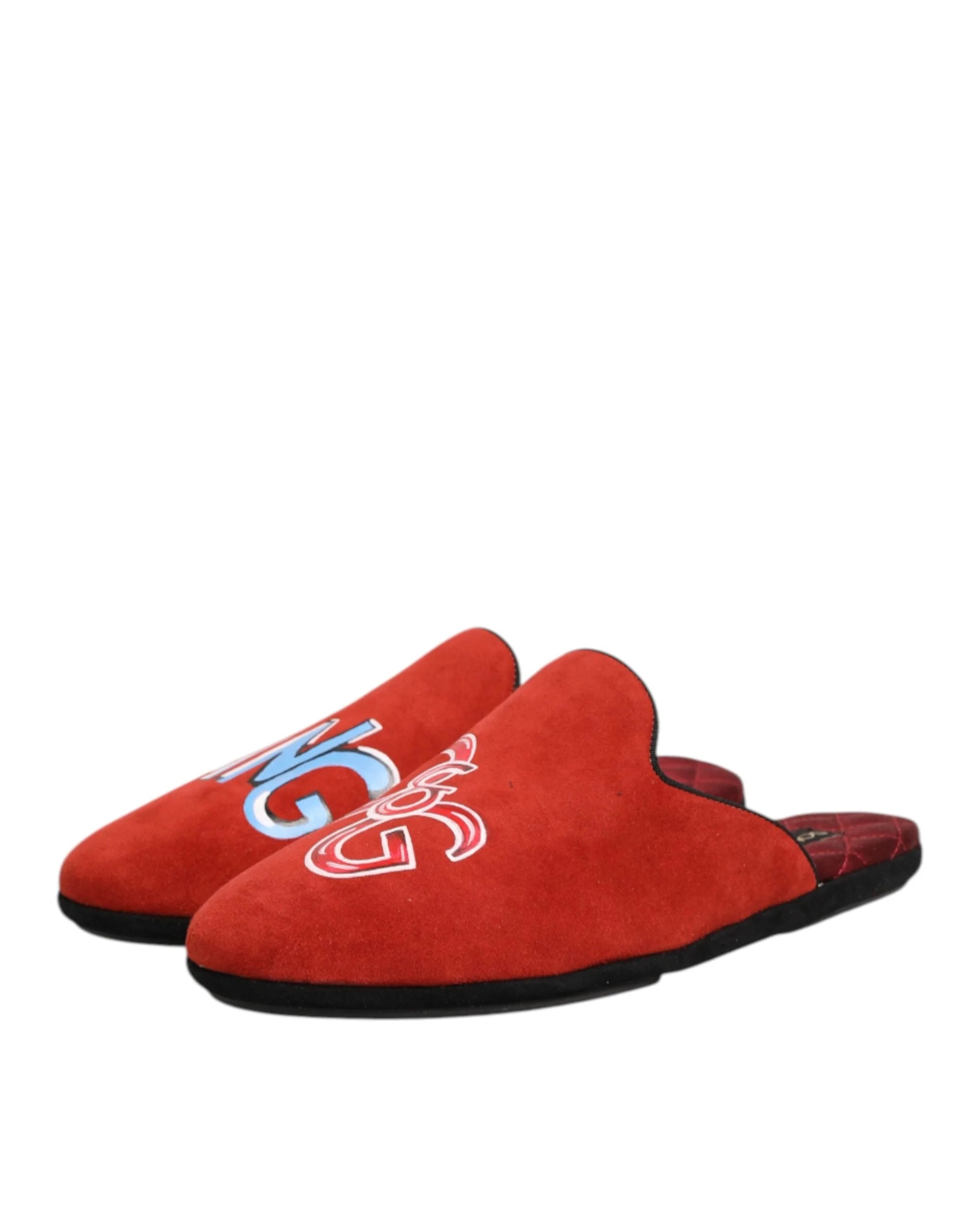 Dolce & Gabbana Red Suede DG King Men House Slippers Shoes - EU40.5/US7.5 - Slippers