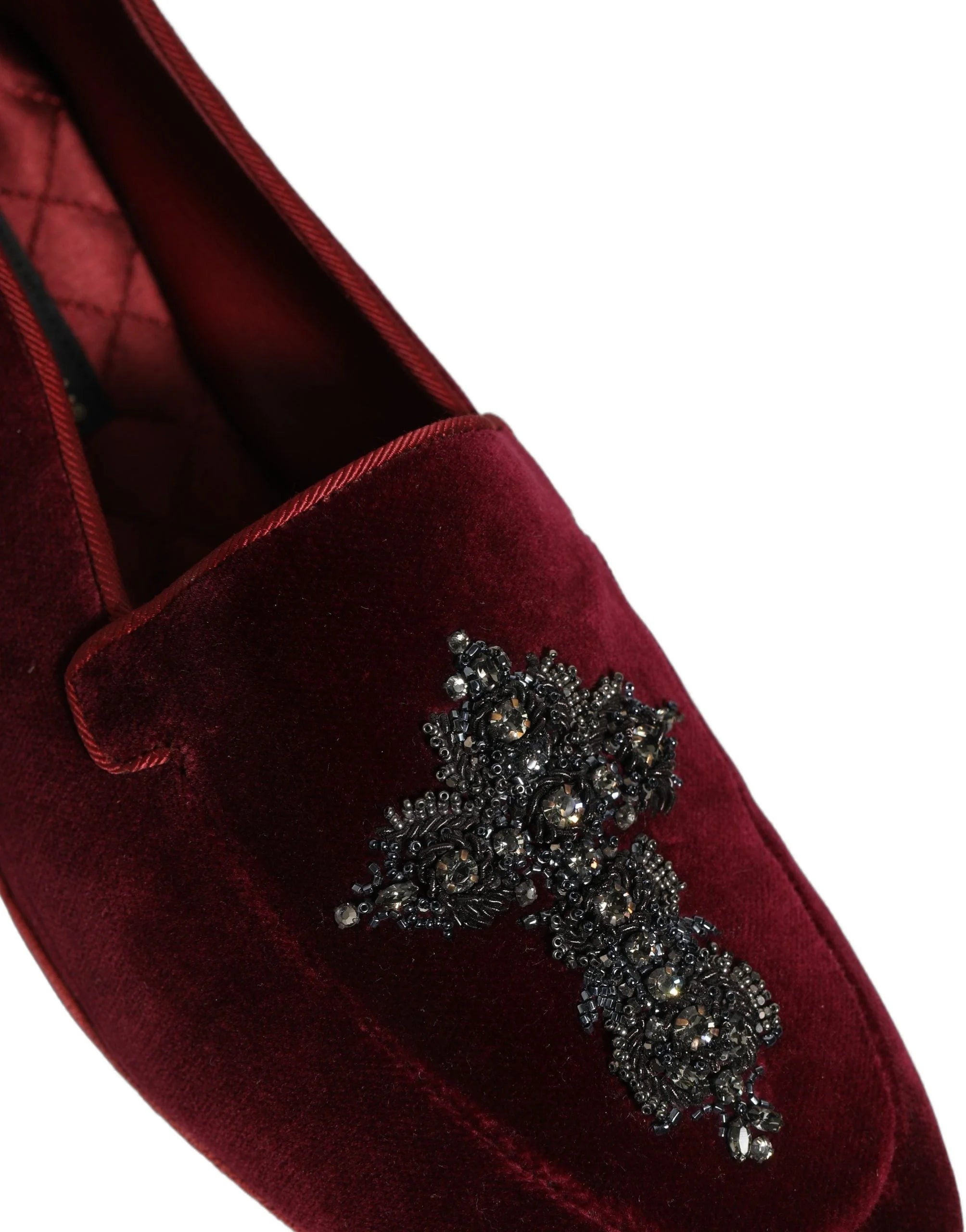 Dolce & Gabbana Red Suede Embellished Men Dress Loafers Shoes - EU42/US9