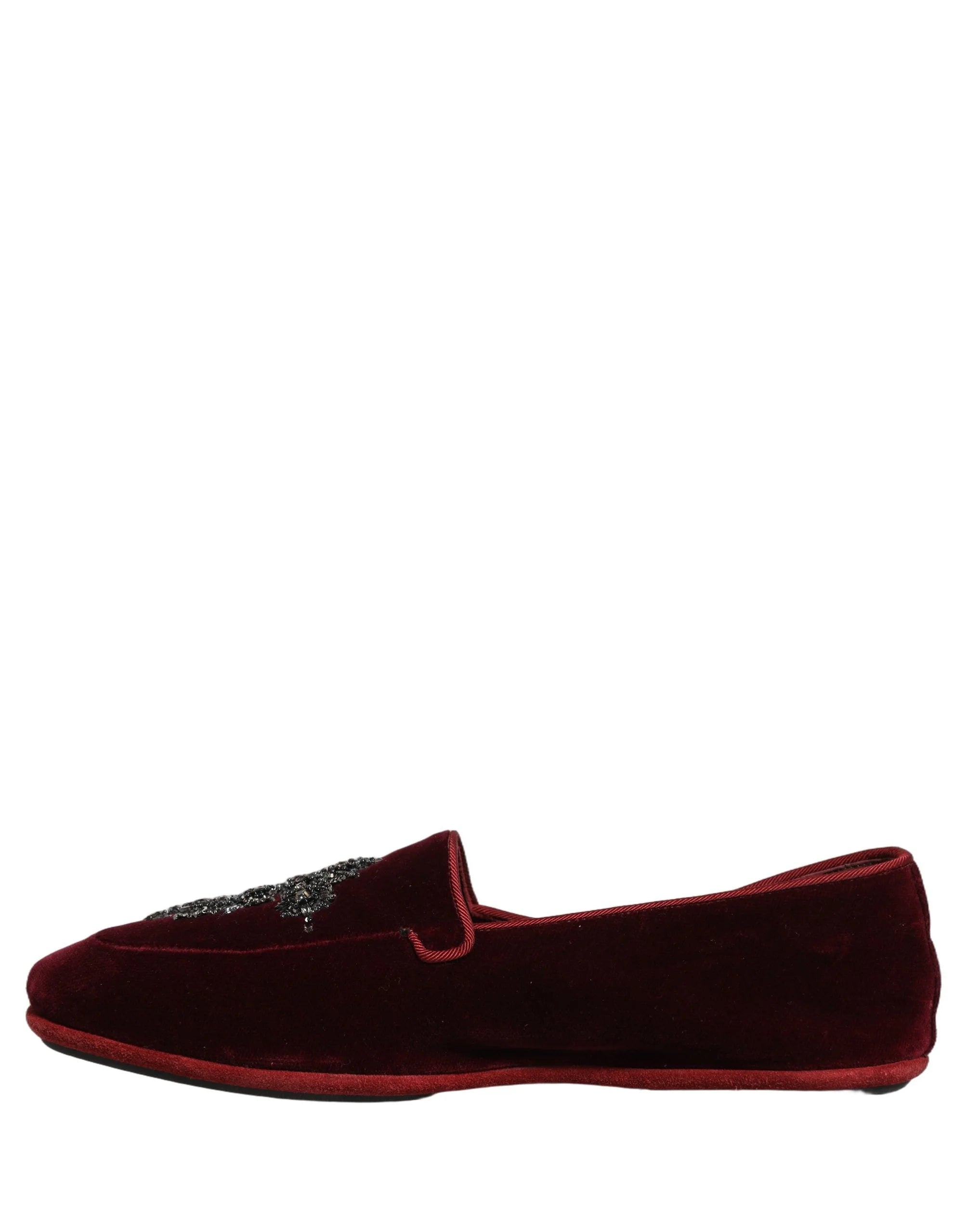 Dolce & Gabbana Red Suede Embellished Men Dress Loafers Shoes - EU42/US9