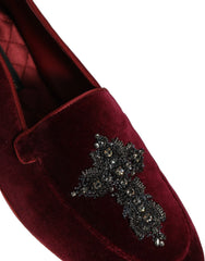 Dolce & Gabbana Red Suede Embellished Men Dress Loafers Shoes - EU42/US9