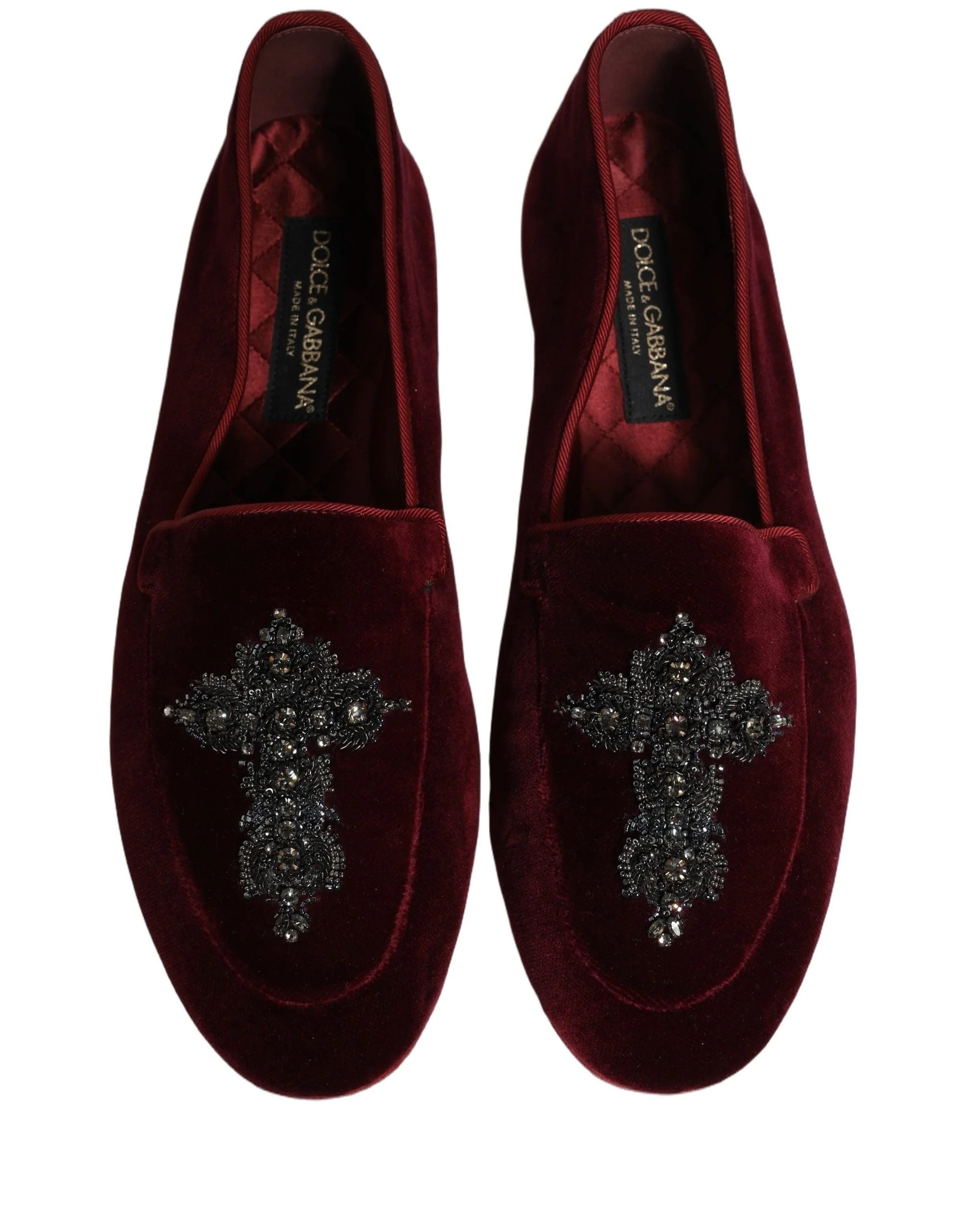 Dolce & Gabbana Red Suede Embellished Men Dress Loafers Shoes - EU42/US9
