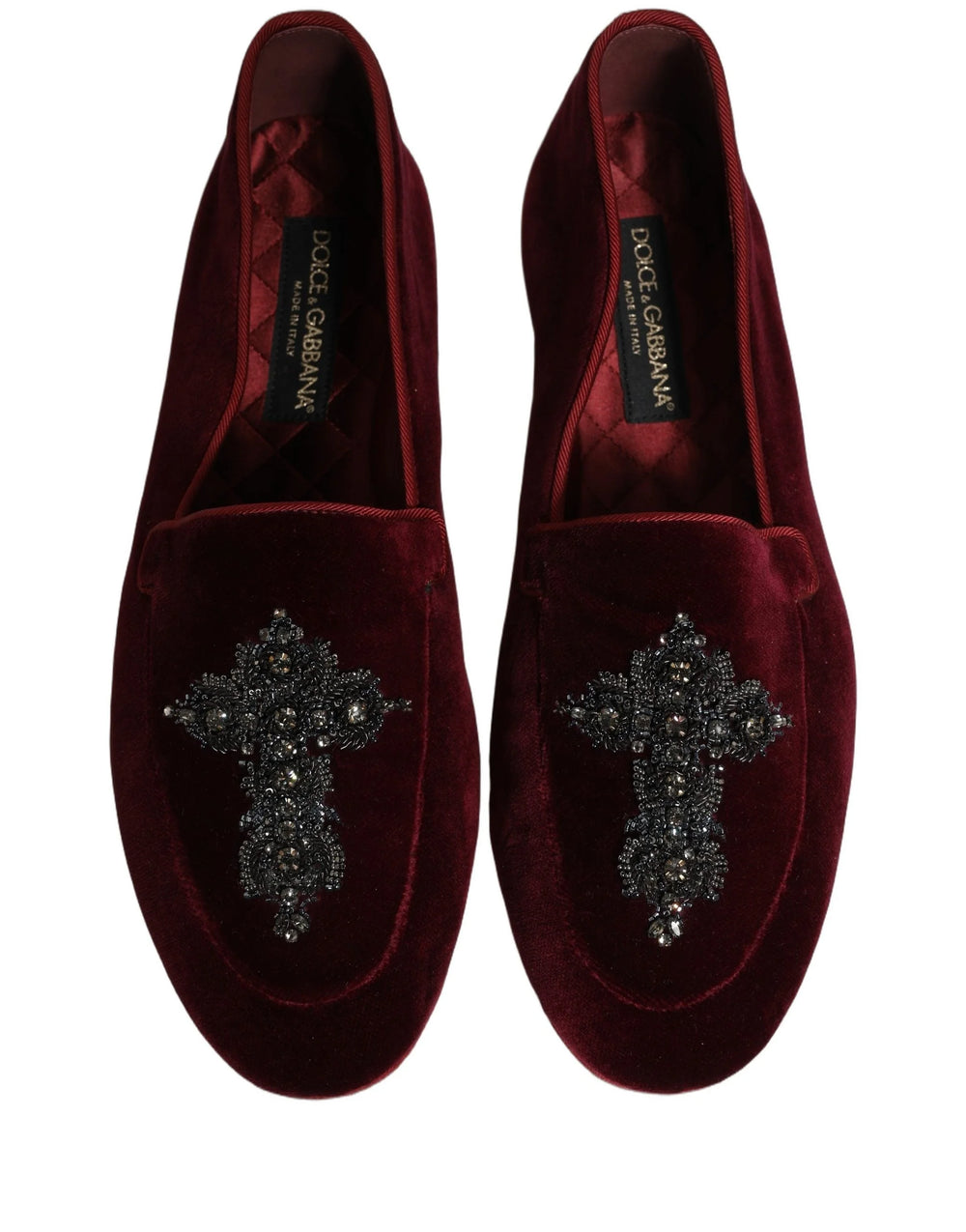 Dolce & Gabbana Red Suede Embellished Men Dress Loafers Shoes - EU42/US9