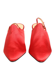 Dolce & Gabbana Piros Bőr Magassarkú Szandálok - EU39/US8.5