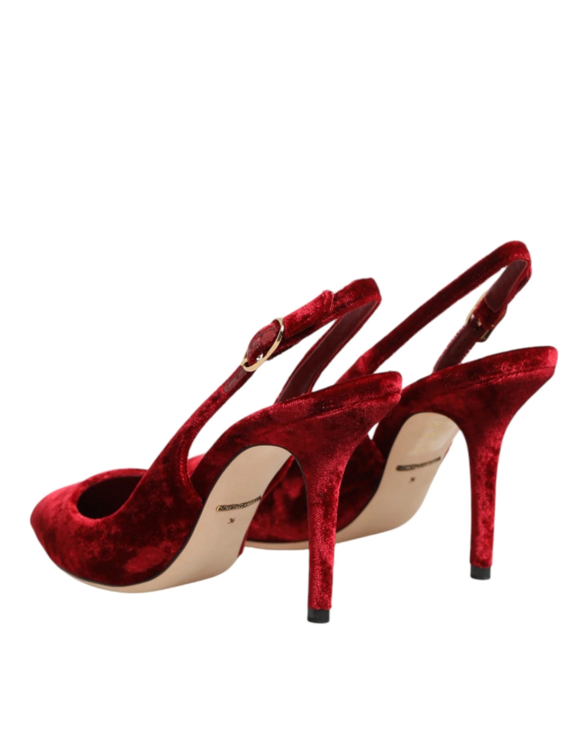 Dolce & Gabbana Red Suede High Heels Slingbacks Sandals Shoes - EU36/US5.5
