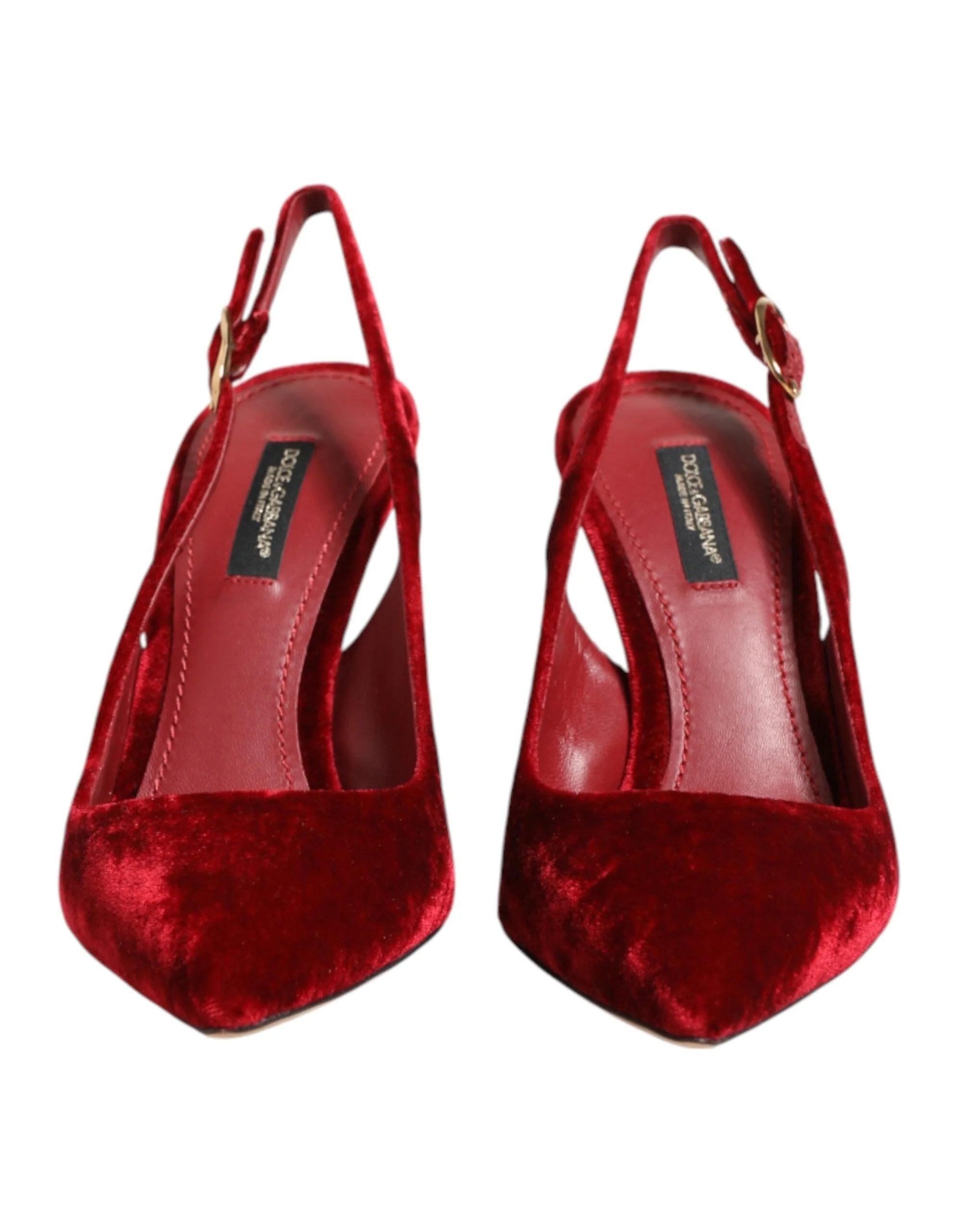Dolce & Gabbana Red Suede High Heels Slingbacks Sandals Shoes - EU36/US5.5
