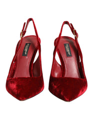 Dolce & Gabbana Red Suede High Heels Slingbacks Sandals Shoes - EU36/US5.5