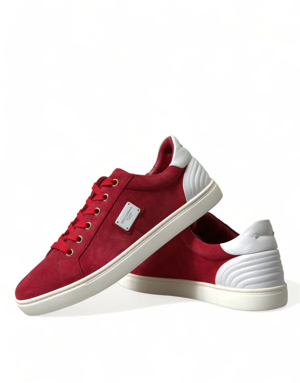 Dolce & Gabbana Red Suede Leather Men Low Top Sneakers Shoes - Sneakers