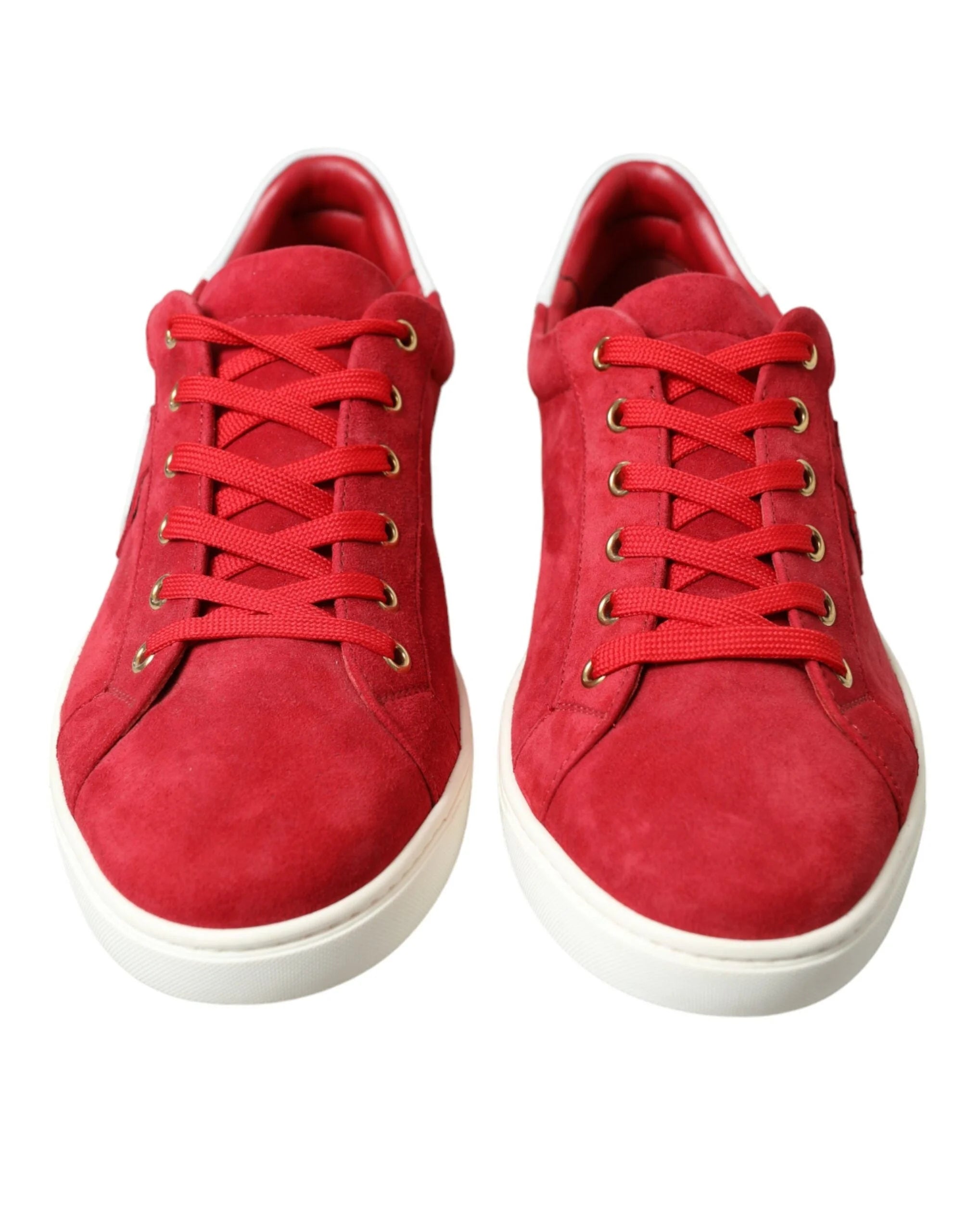 Dolce & Gabbana Red Suede Leather Men Low Top Sneakers Shoes - Sneakers