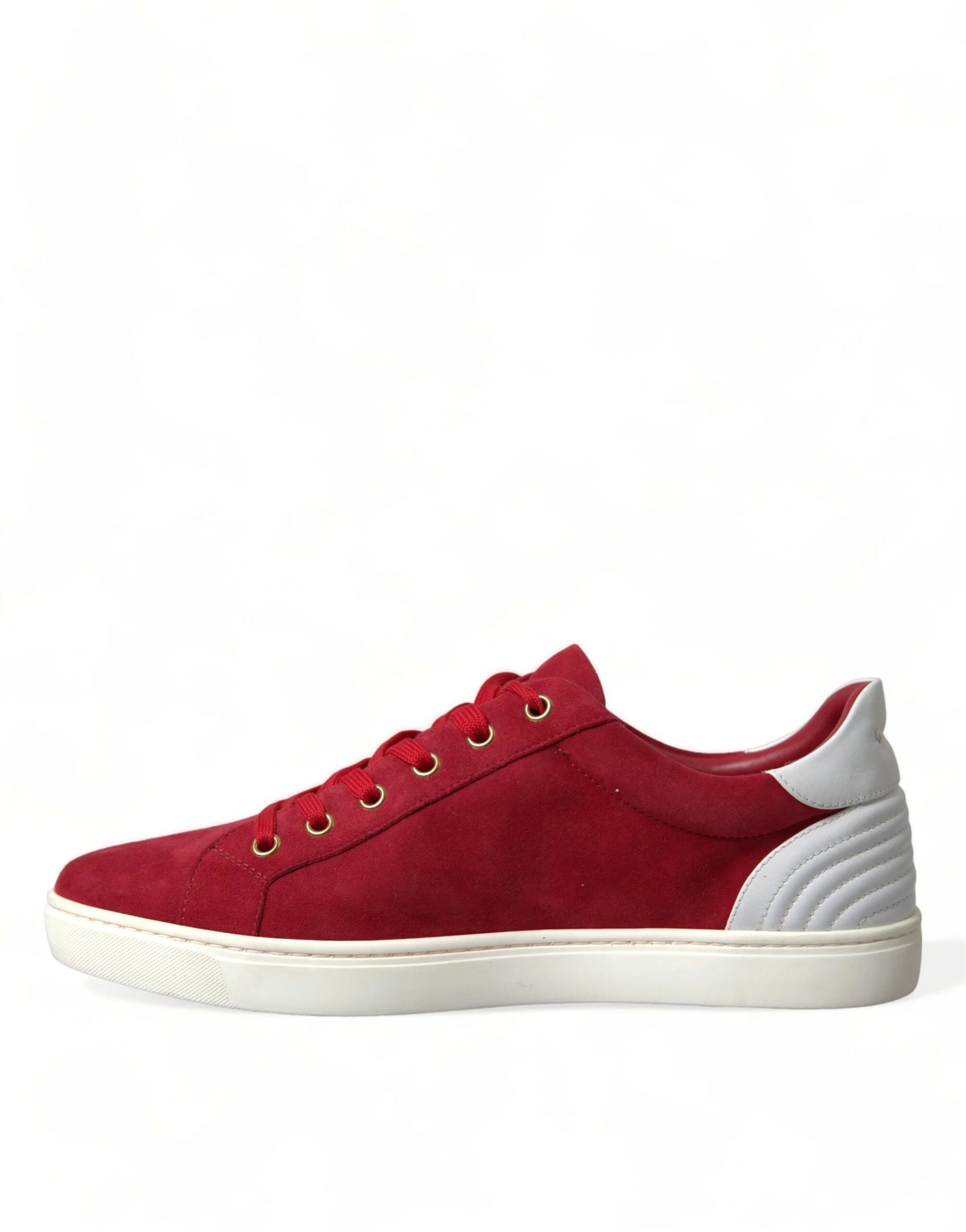 Dolce & Gabbana Red Suede Leather Men Low Top Sneakers Shoes - Sneakers