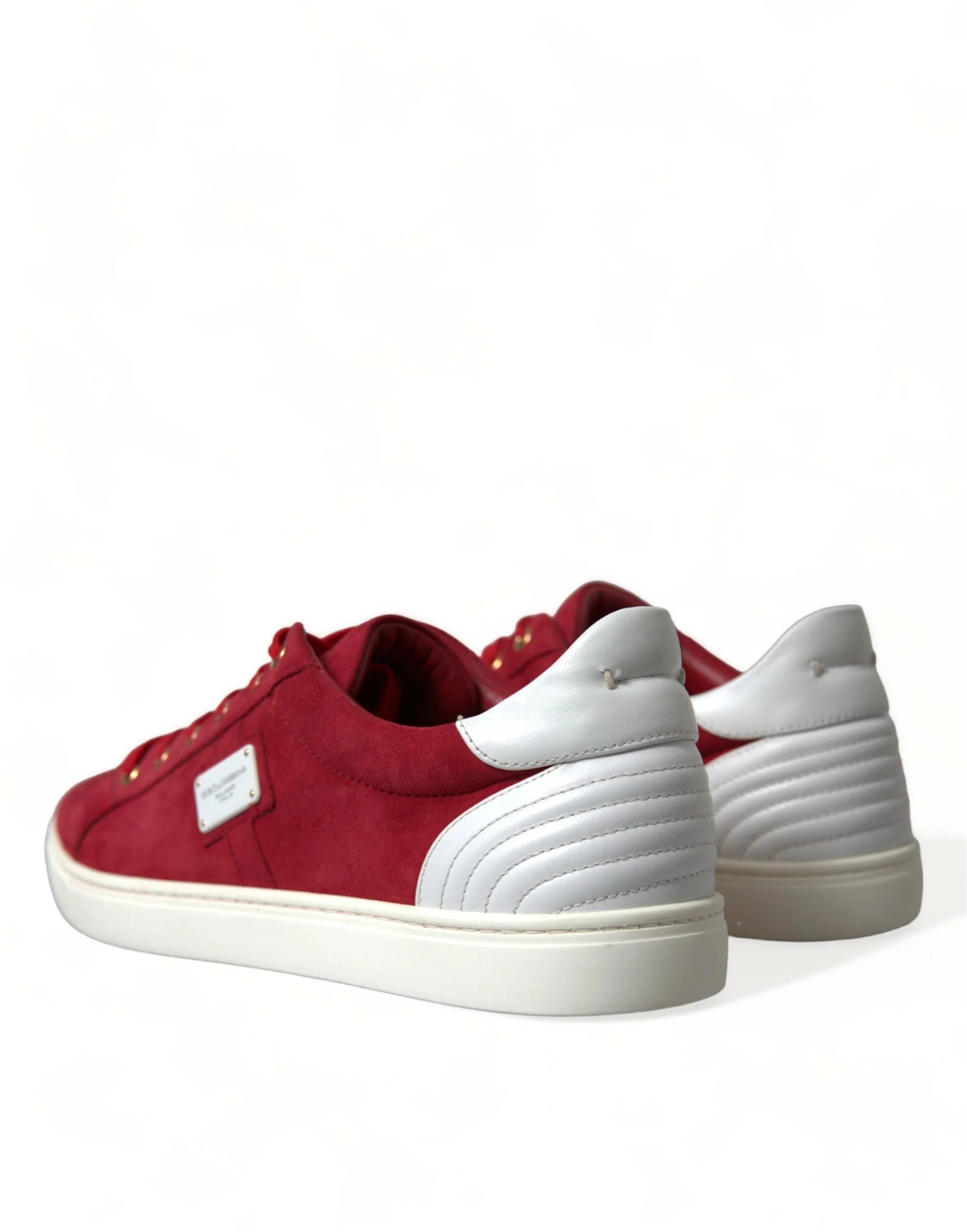 Dolce & Gabbana Red Suede Leather Men Low Top Sneakers Shoes - Sneakers