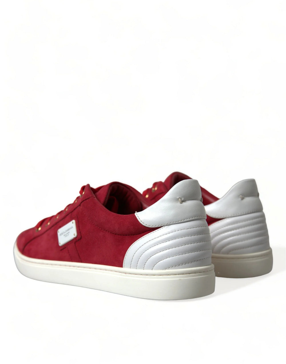 Dolce & Gabbana Red Suede Leather Men Low Top Sneakers Shoes - Sneakers