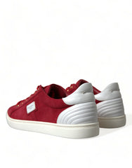 Dolce & Gabbana Red Suede Leather Men Low Top Sneakers Shoes - Sneakers