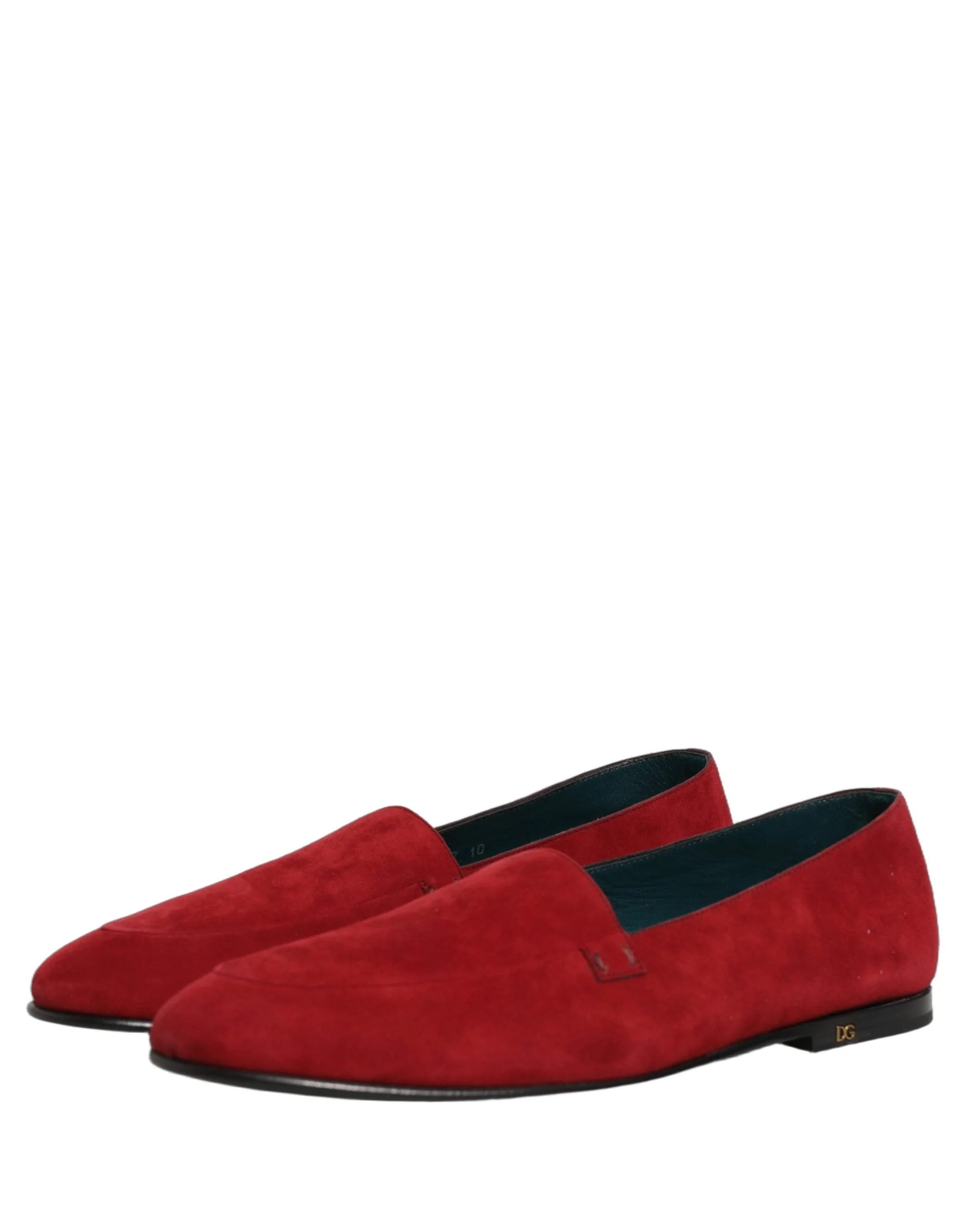 Dolce & Gabbana Red Suede Logo Slip On Flats Loafers Shoes - EU44/US11