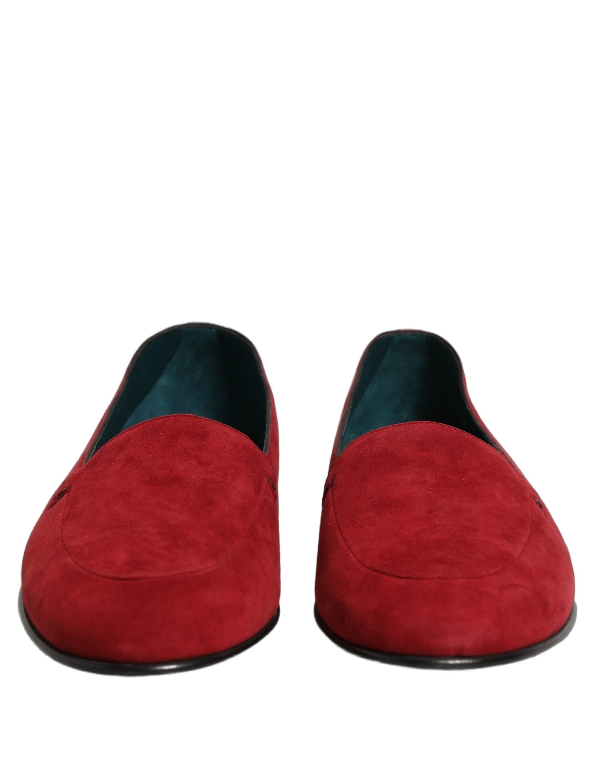 Dolce & Gabbana Red Suede Logo Slip On Flats Loafers Shoes - EU44/US11