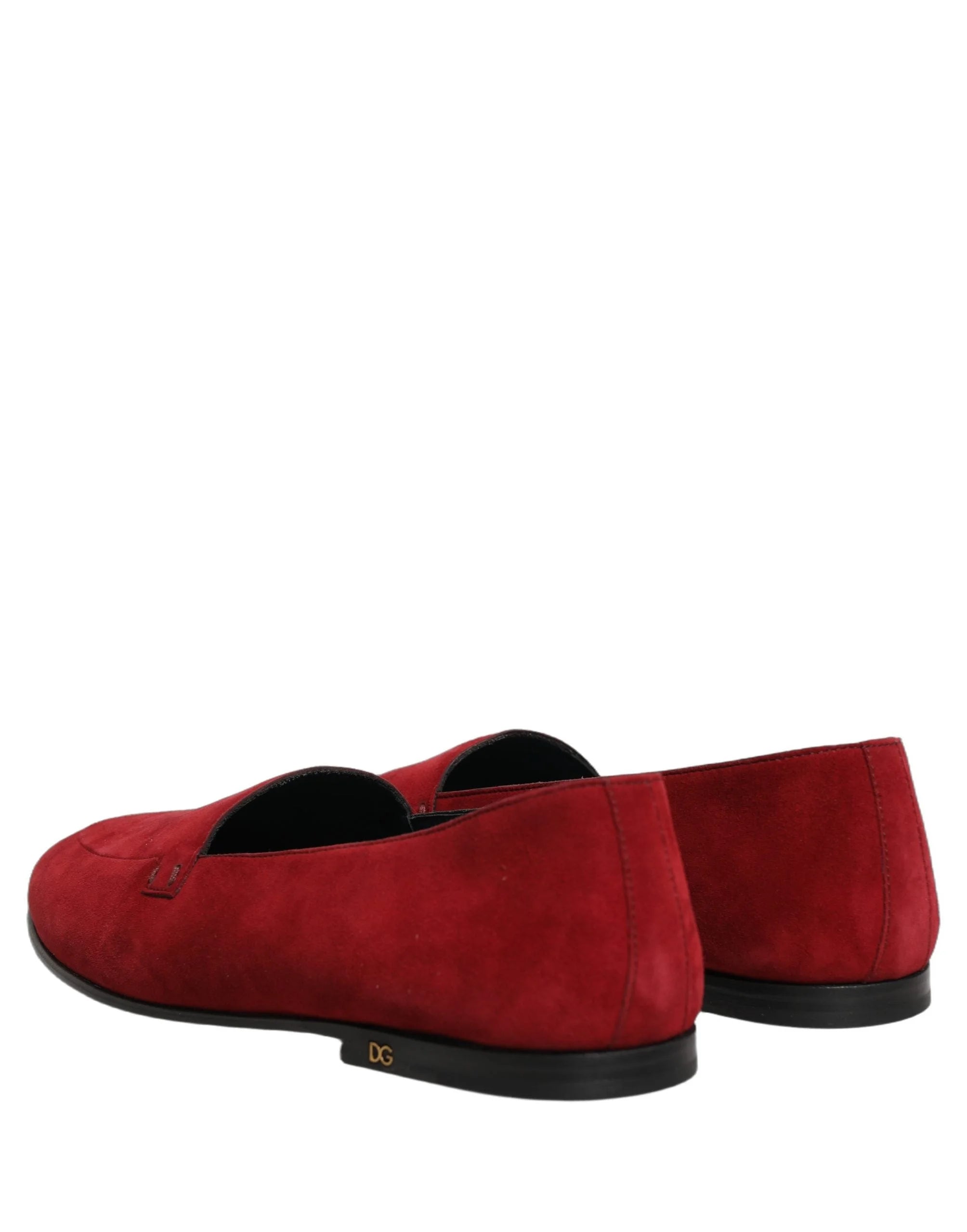 Dolce & Gabbana Red Suede Logo Slip On Flats Loafers Shoes - EU44/US11