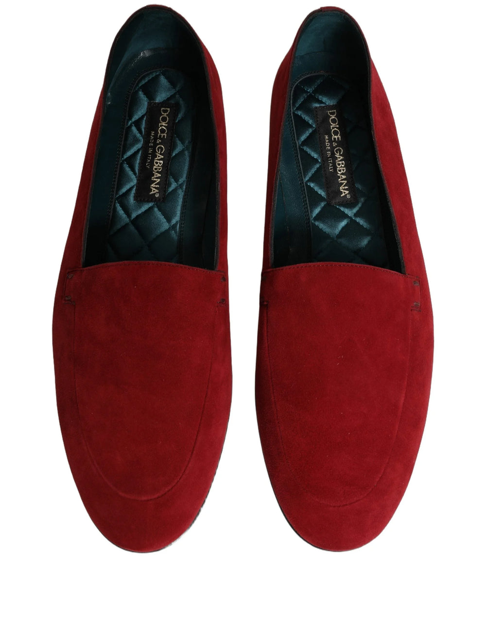 Dolce & Gabbana Red Suede Logo Slip On Flats Loafers Shoes - EU44/US11