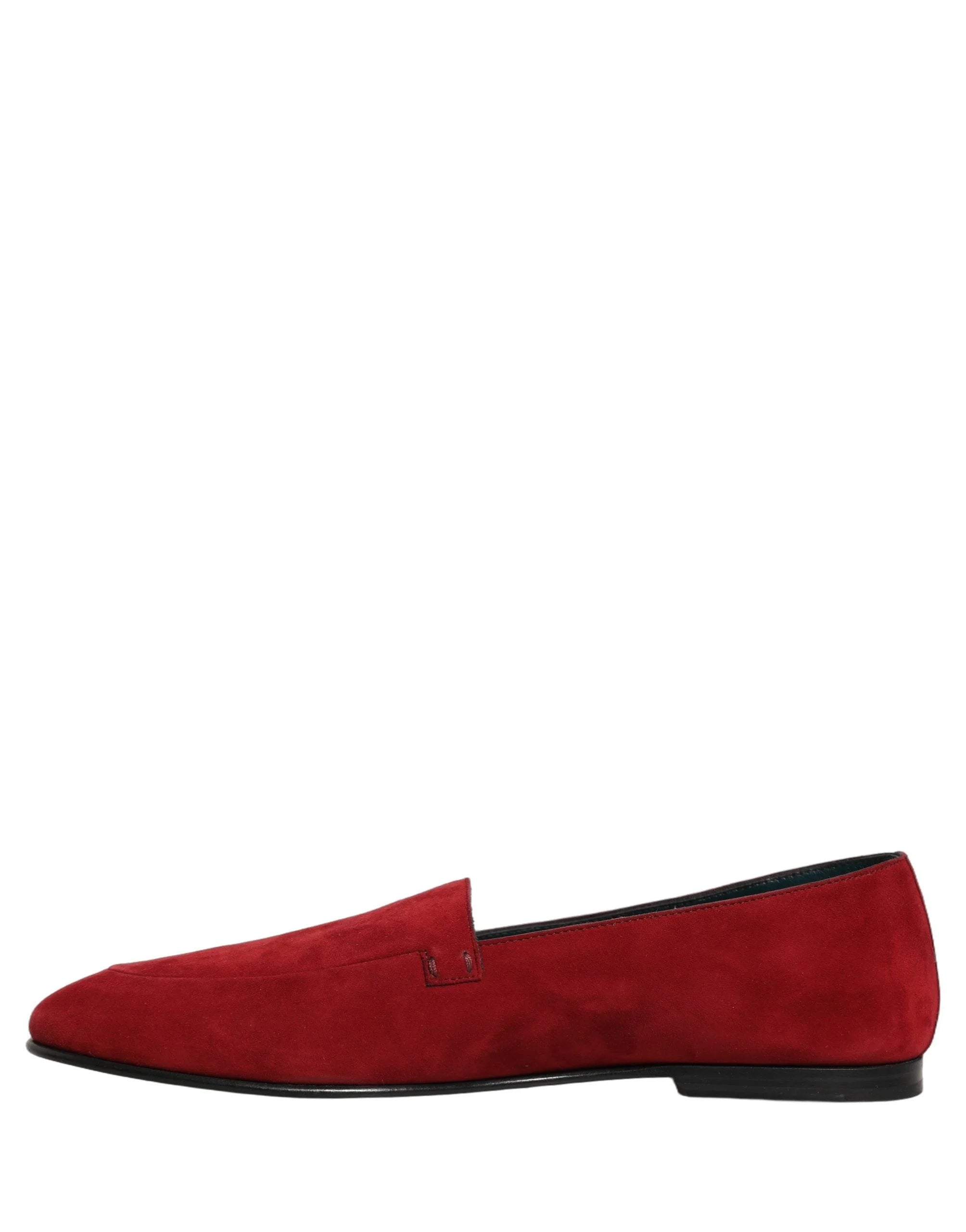 Dolce & Gabbana Red Suede Logo Slip On Flats Loafers Shoes - EU44/US11