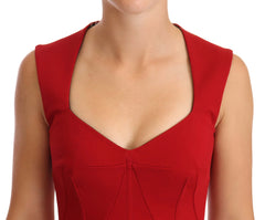 Dolce & Gabbana Red Sweetheart Sleeveless Midi Stretch Dress - IT38|XS - Dresses