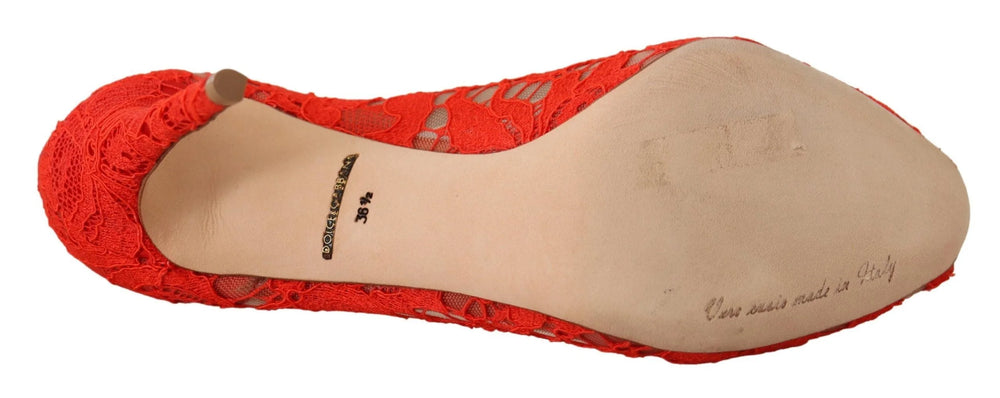 Dolce & Gabbana Red Taormina Lace Crystal Heels Pumps - EU35/US4.5 - Heels