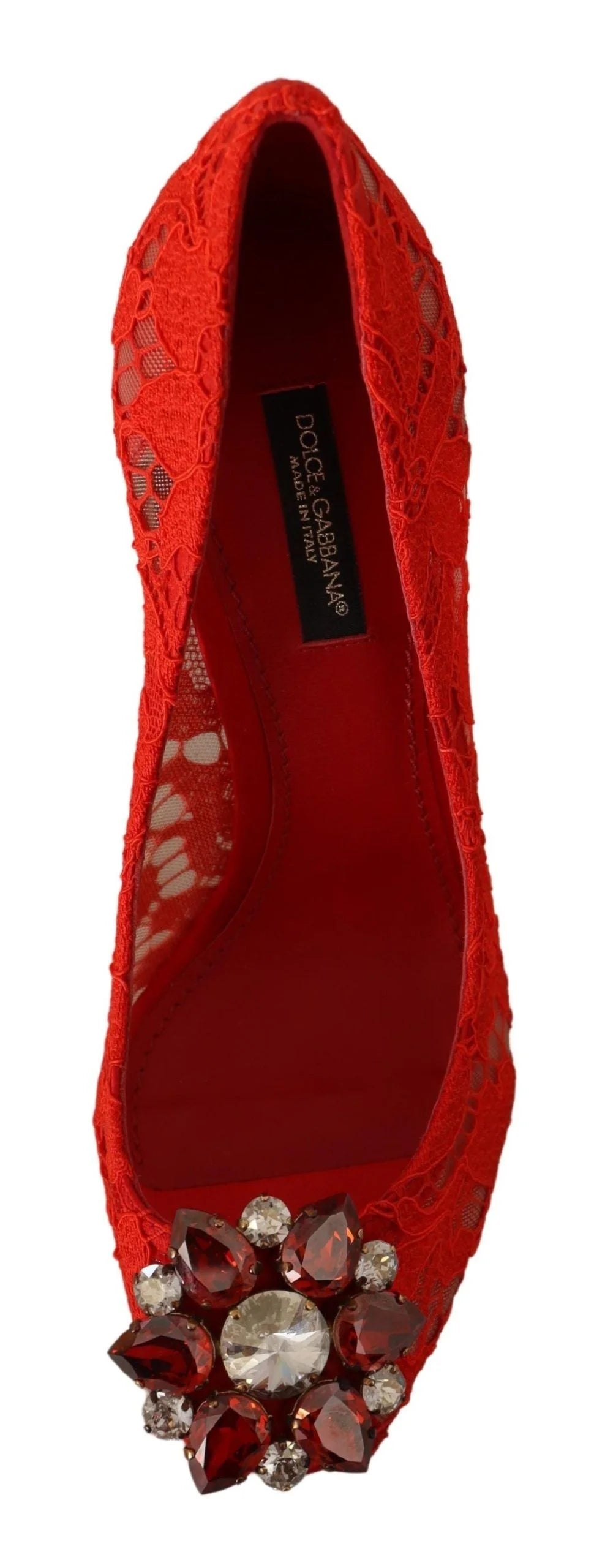 Dolce & Gabbana Red Taormina Lace Crystal Heels Pumps - EU35/US4.5