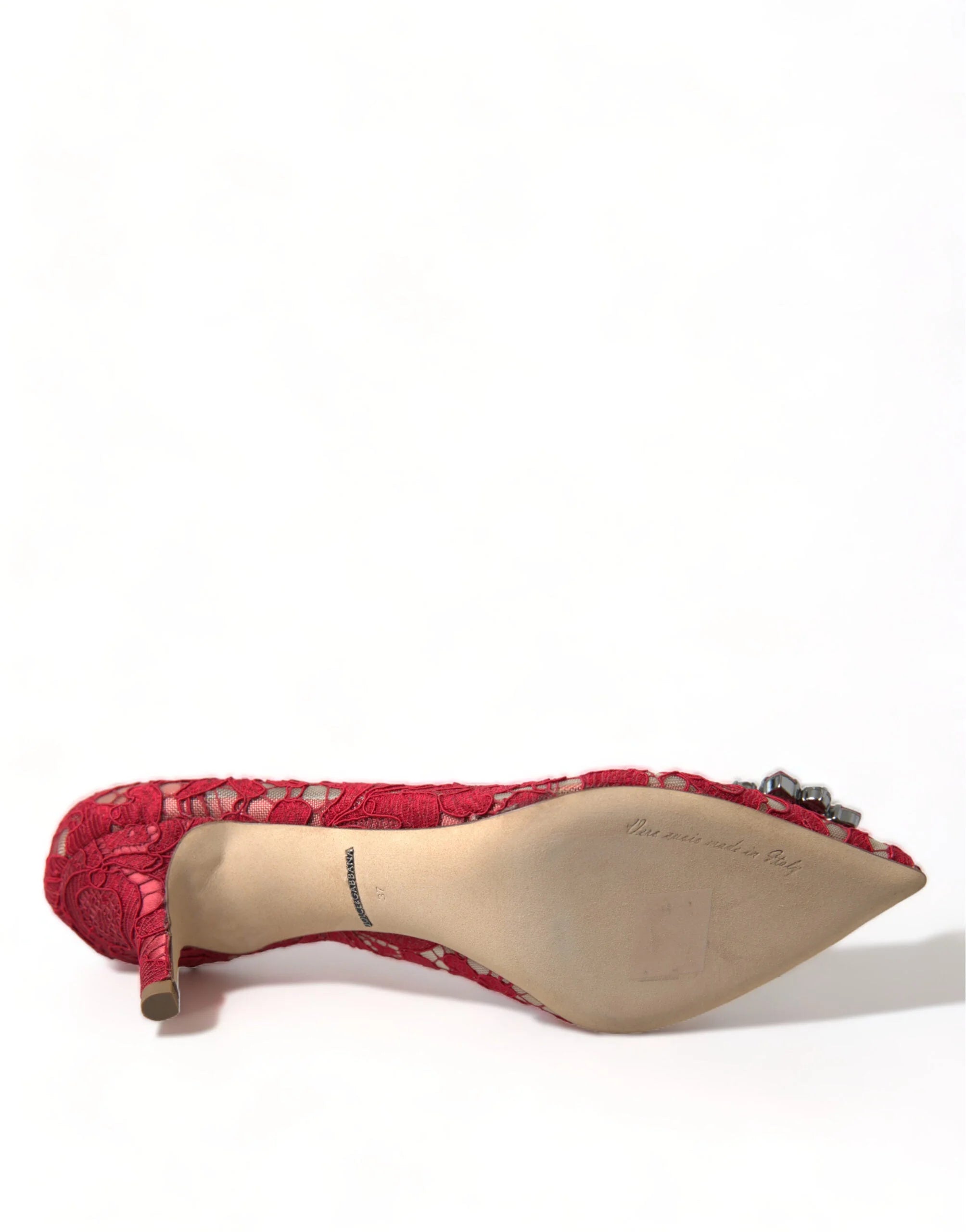 Dolce & Gabbana Red Taormina Lace Crystal Heels Pumps Shoes - EU36/US5.5 - Heels