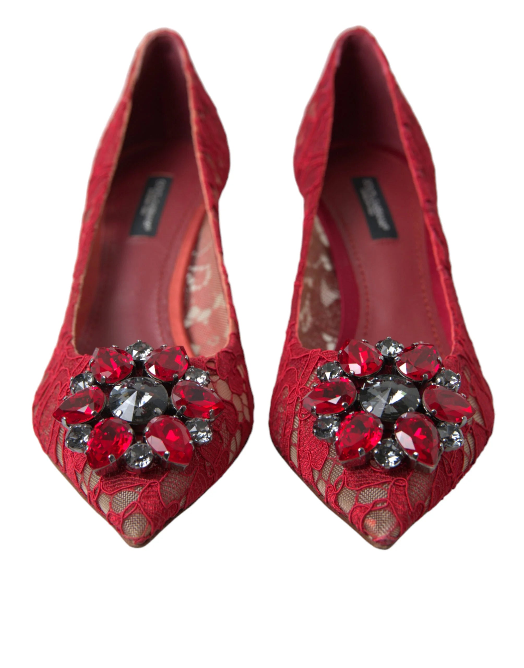 Dolce & Gabbana Red Taormina Lace Crystal Heels Pumps Shoes - EU36/US5.5 - Heels