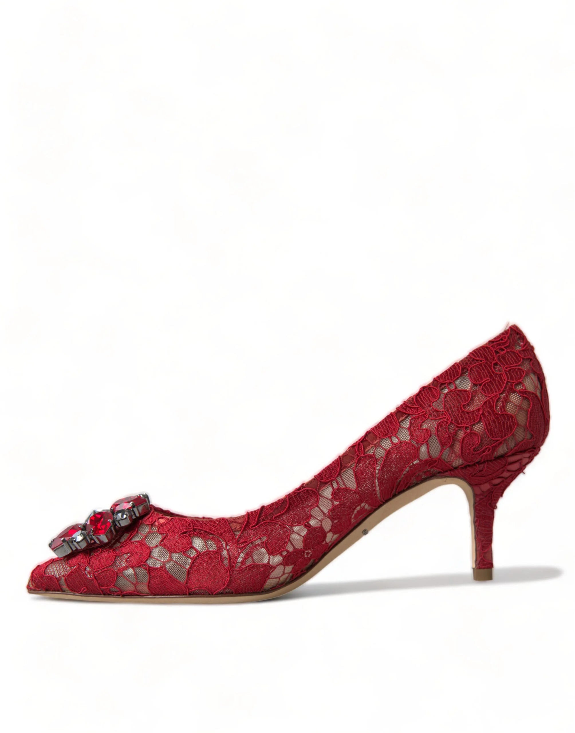 Dolce & Gabbana Red Taormina Lace Crystal Heels Pumps Shoes - EU36/US5.5 - Heels