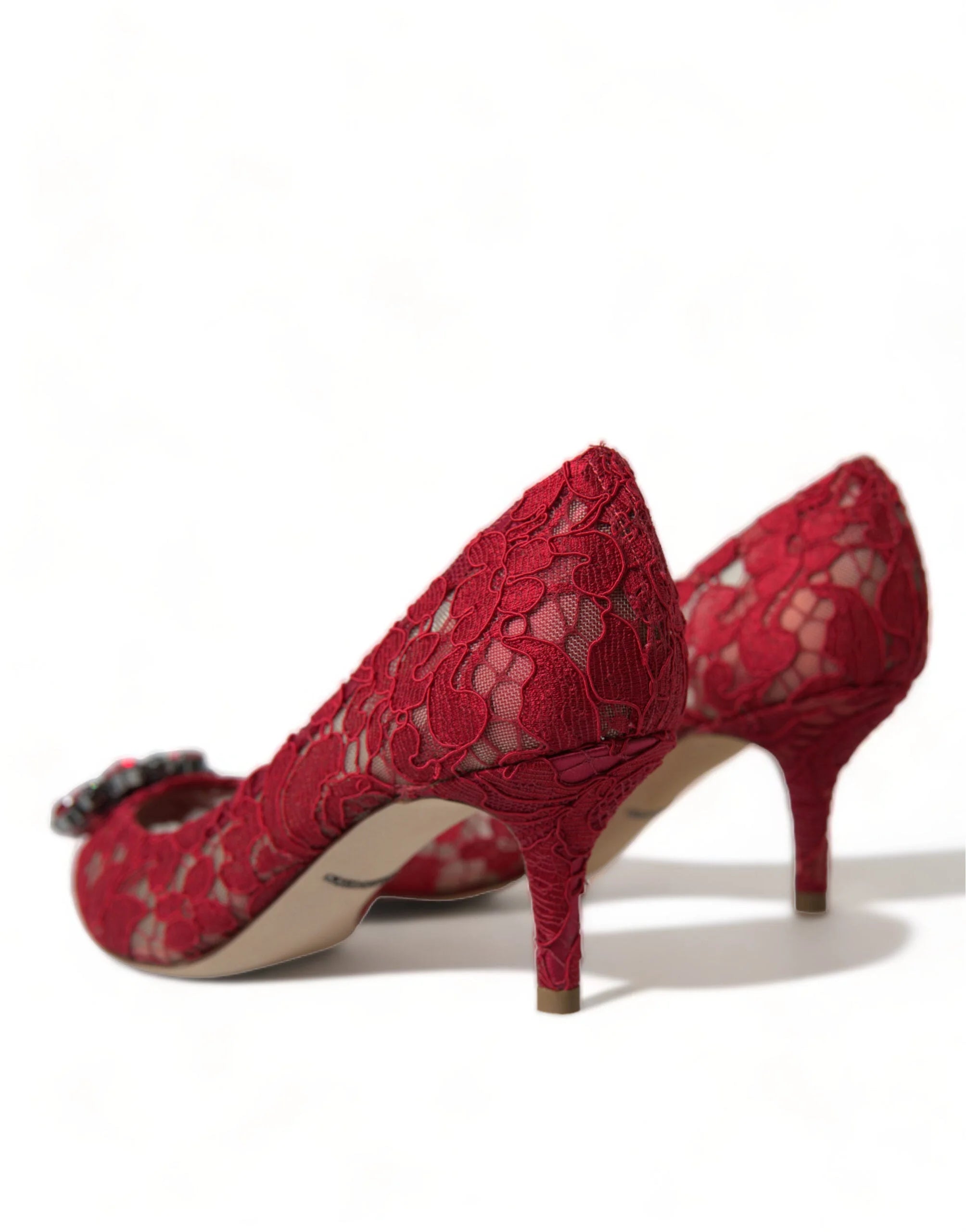 Dolce & Gabbana Red Taormina Lace Crystal Heels Pumps Shoes - EU36/US5.5 - Heels