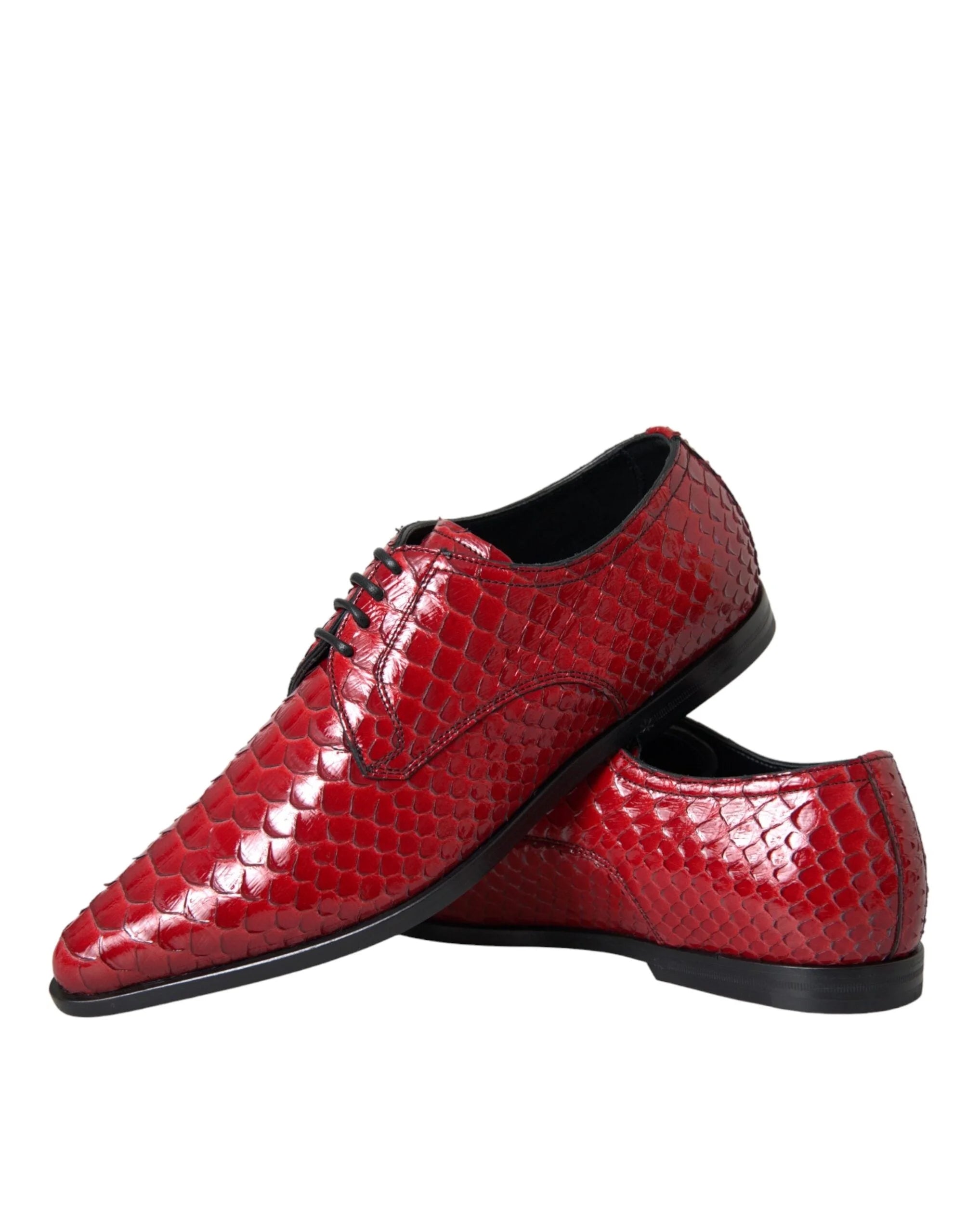 Dolce & Gabbana Red Textured Varnished Derby Men Formal Shoes - EU39/US6 - Shoes