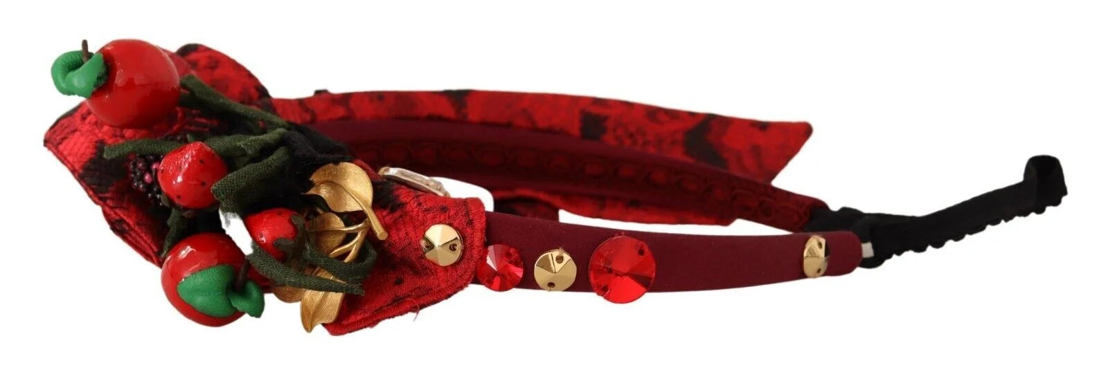 Dolce & Gabbana Red Tiara Berry Fruit Crystal Bow Hair Diadem Headband - Headbands