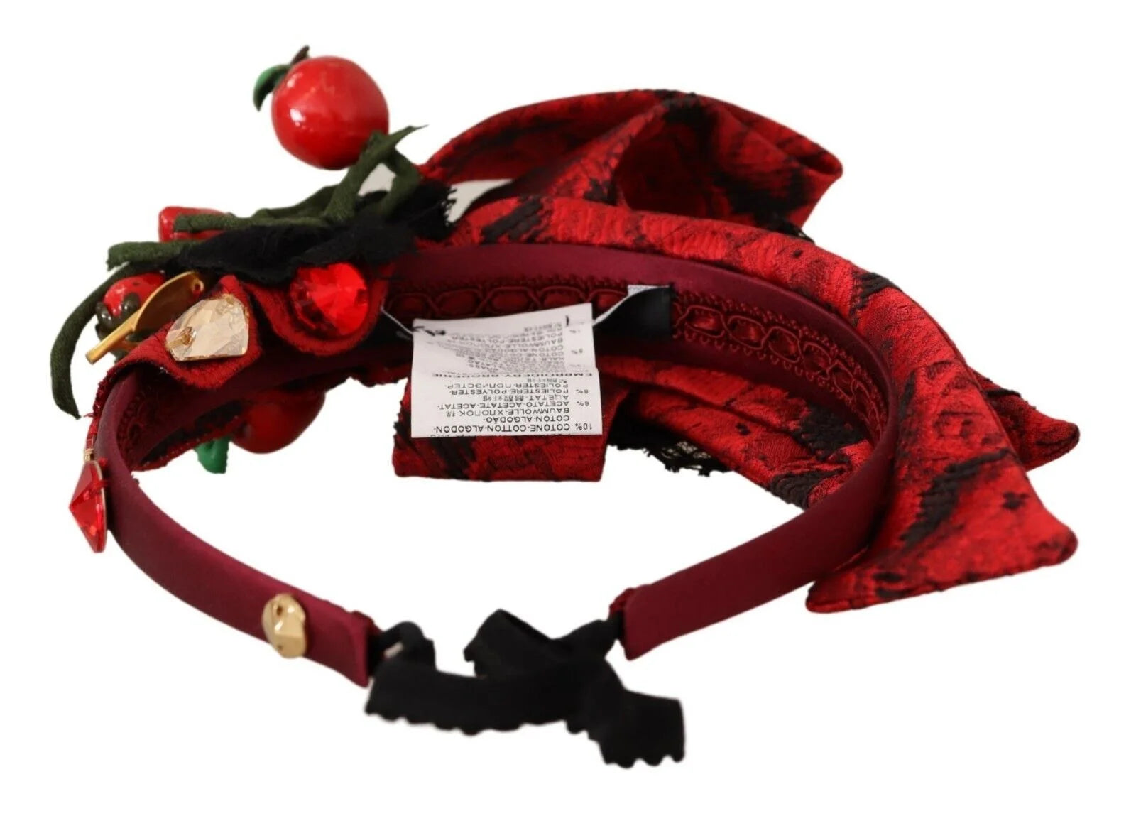 Dolce & Gabbana Red Tiara Berry Fruit Crystal Bow Hair Diadem Headband - Headbands