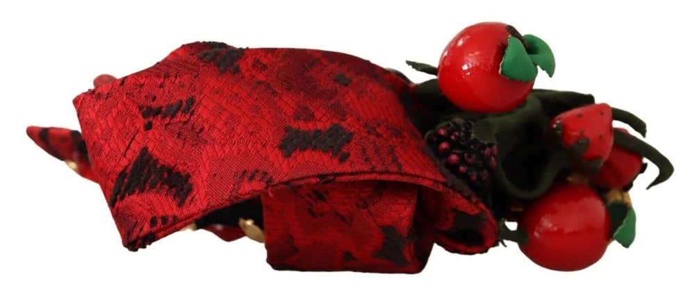 Dolce & Gabbana Red Tiara Berry Fruit Crystal Bow Hair Diadem Headband - Headbands