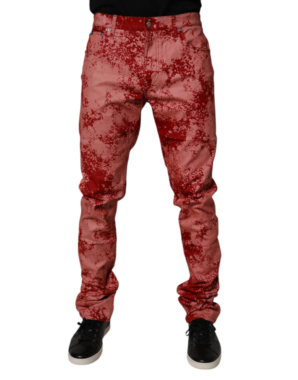 Dolce & Gabbana Red Tie Dye Cotton Skinny Men Denim Jeans - IT48 | M - Jeans