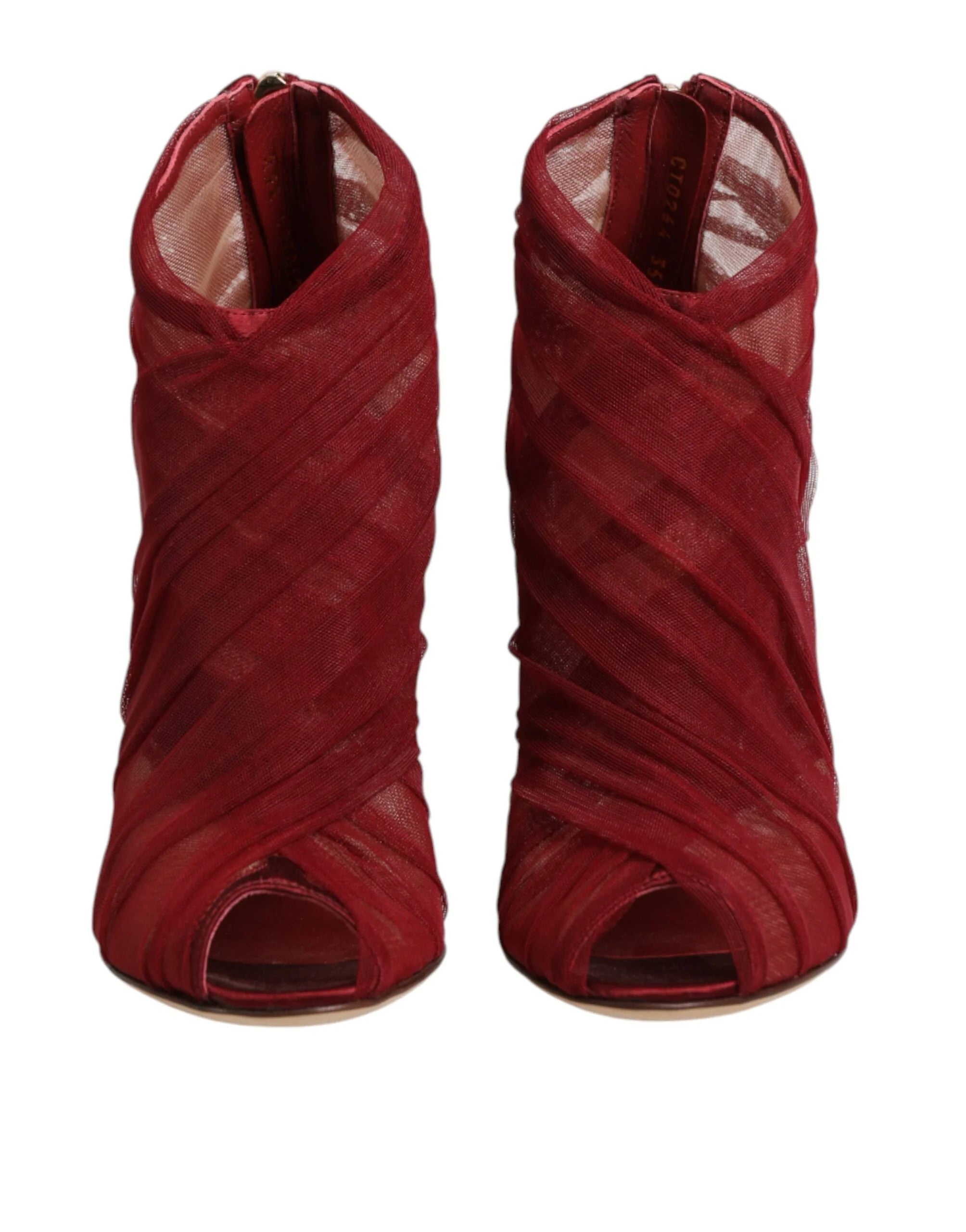 Dolce & Gabbana Red Tulle Ankle Boots Stiletto Heels Shoes - EU35.5/US5