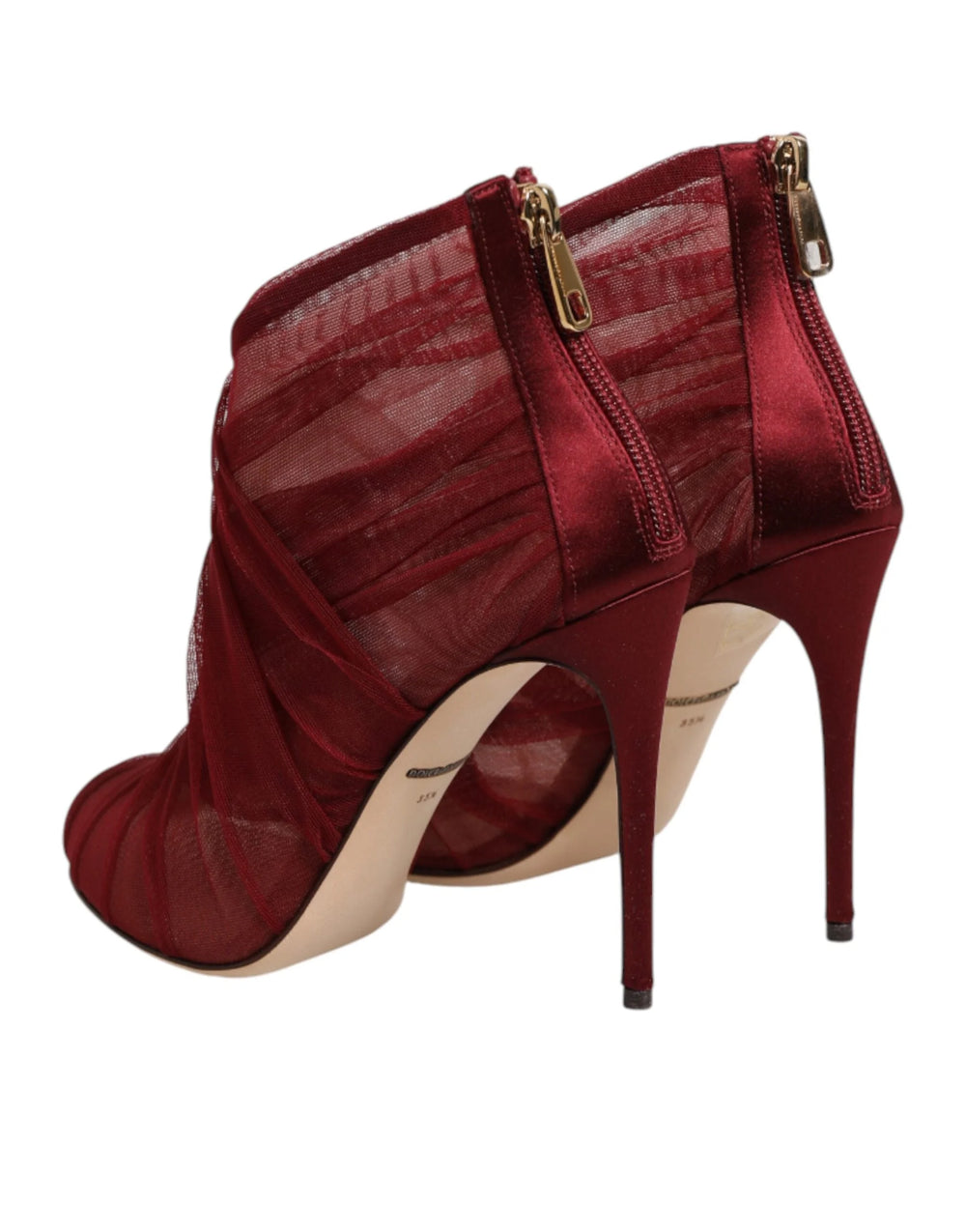 Dolce & Gabbana Red Tulle Ankle Boots Stiletto Heels Shoes - EU35.5/US5