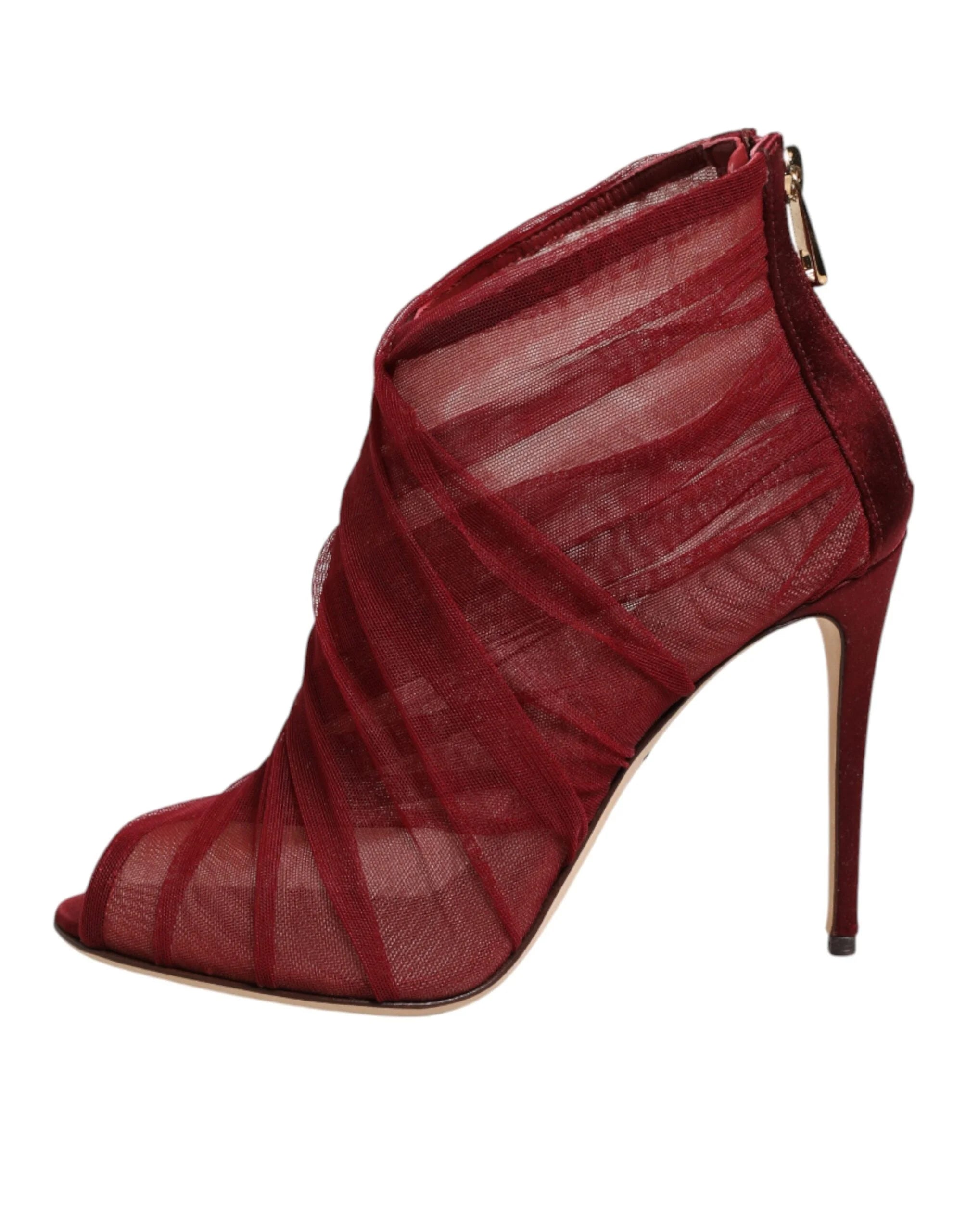 Dolce & Gabbana Red Tulle Ankle Boots Stiletto Heels Shoes - EU35.5/US5